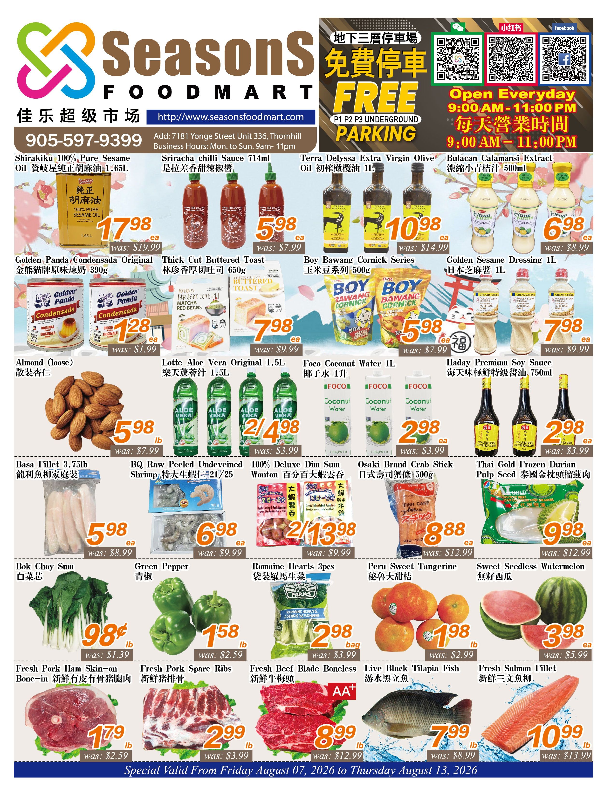Seasons Food Mart (Thornhill) Flyer August 7 to 13