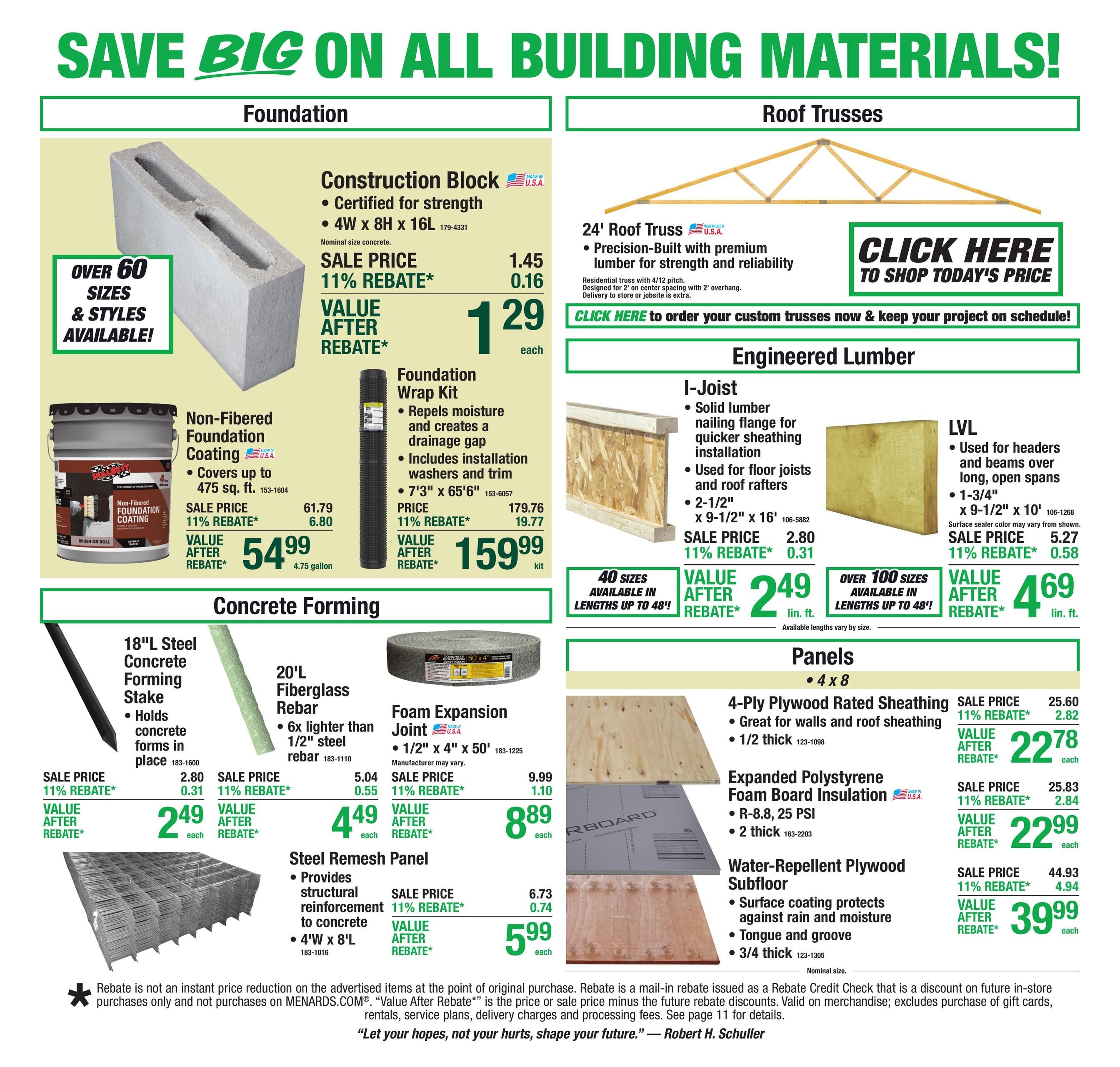 Menards (Grand Rapids–Coloma Area, MI) 11% Rebate Sale Weekly Ad August 6 - 17, 2026