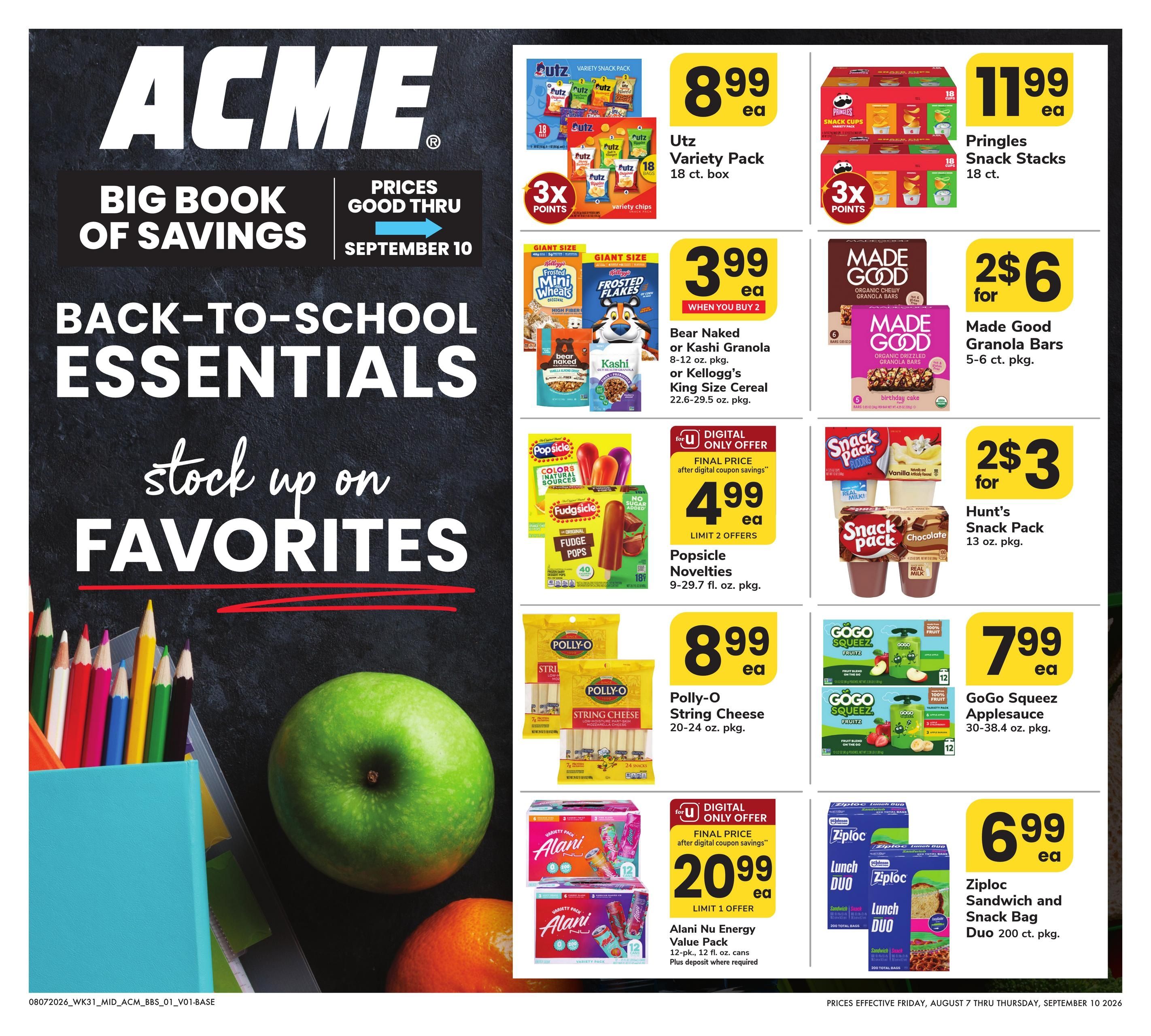 Acme Markets (Allentown–Fairless Hills Area, PA) Big Book of Savings Weekly Ad August 7 - September 10, 2026
