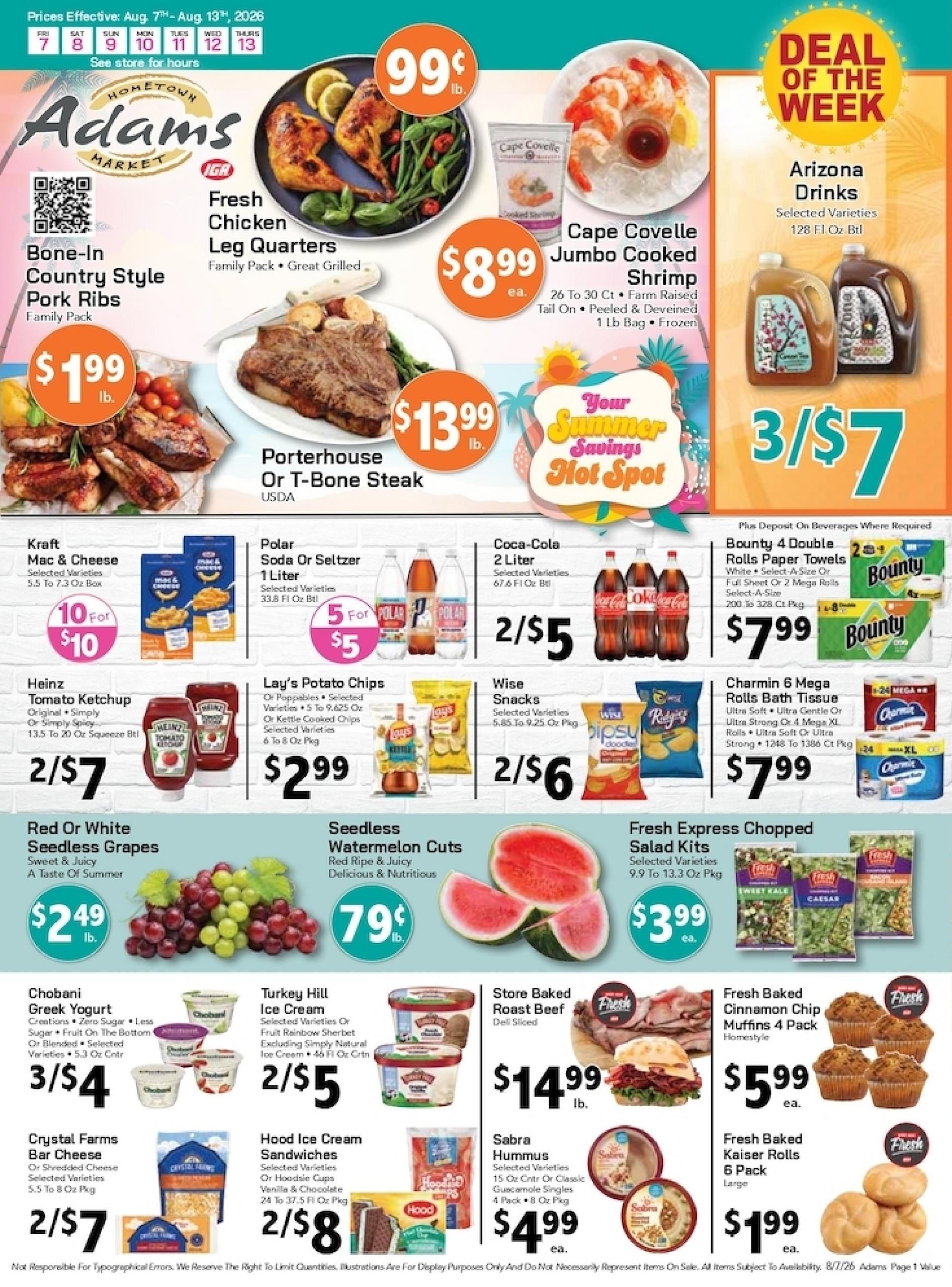 Adams Hometown Market (CT, NY, VT) Weekly Ad August 7 - 13, 2026
