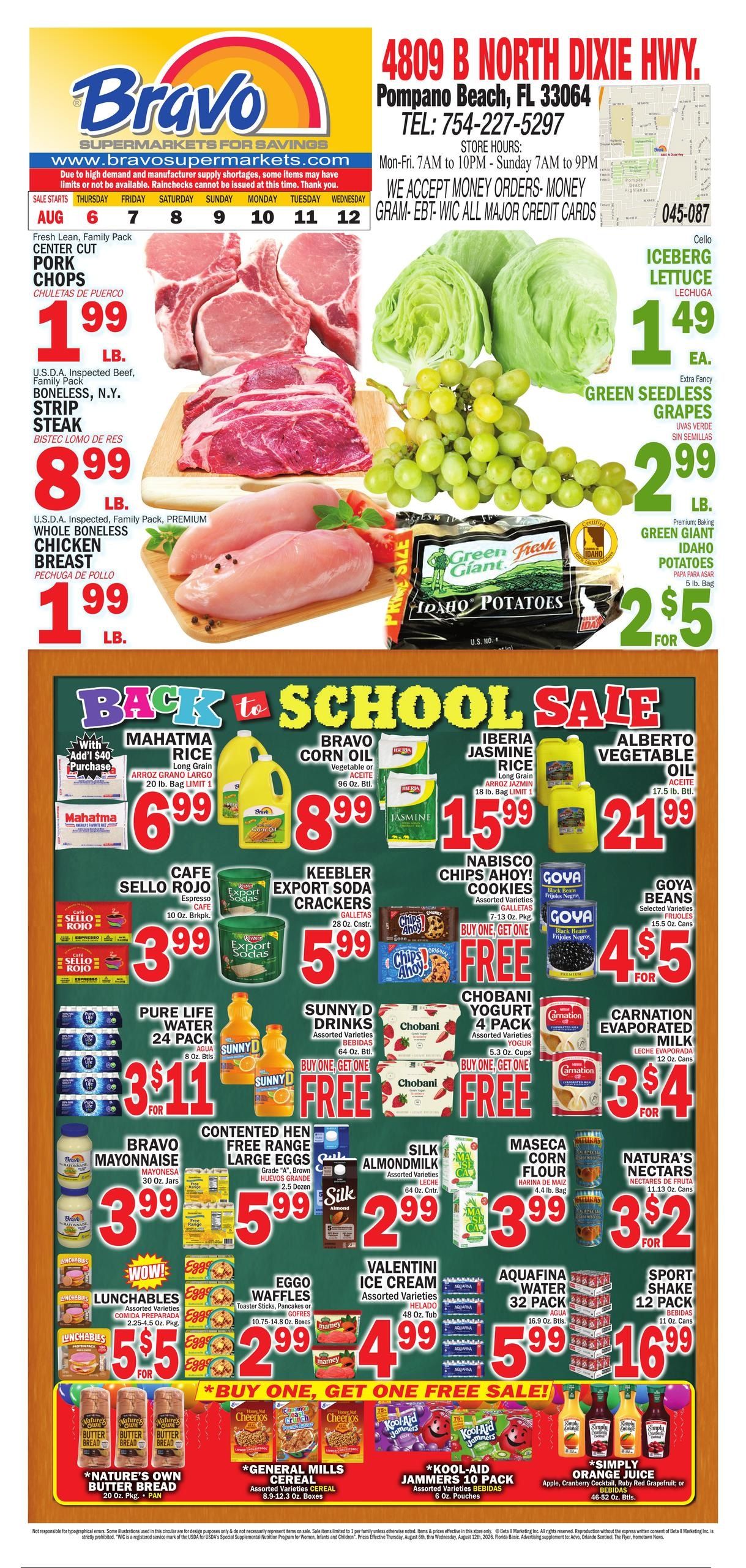 Bravo Supermarket (Boca Raton Area, FL) Bravo Florida Weekly Weekly Ad August 6 - 12, 2026
