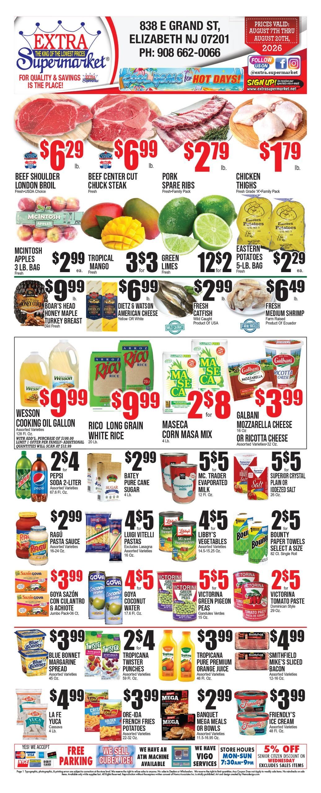 Extra Supermarket (Woodbridge–Elizabeth Area, NJ) Weekly Ad August 7 - 20, 2026