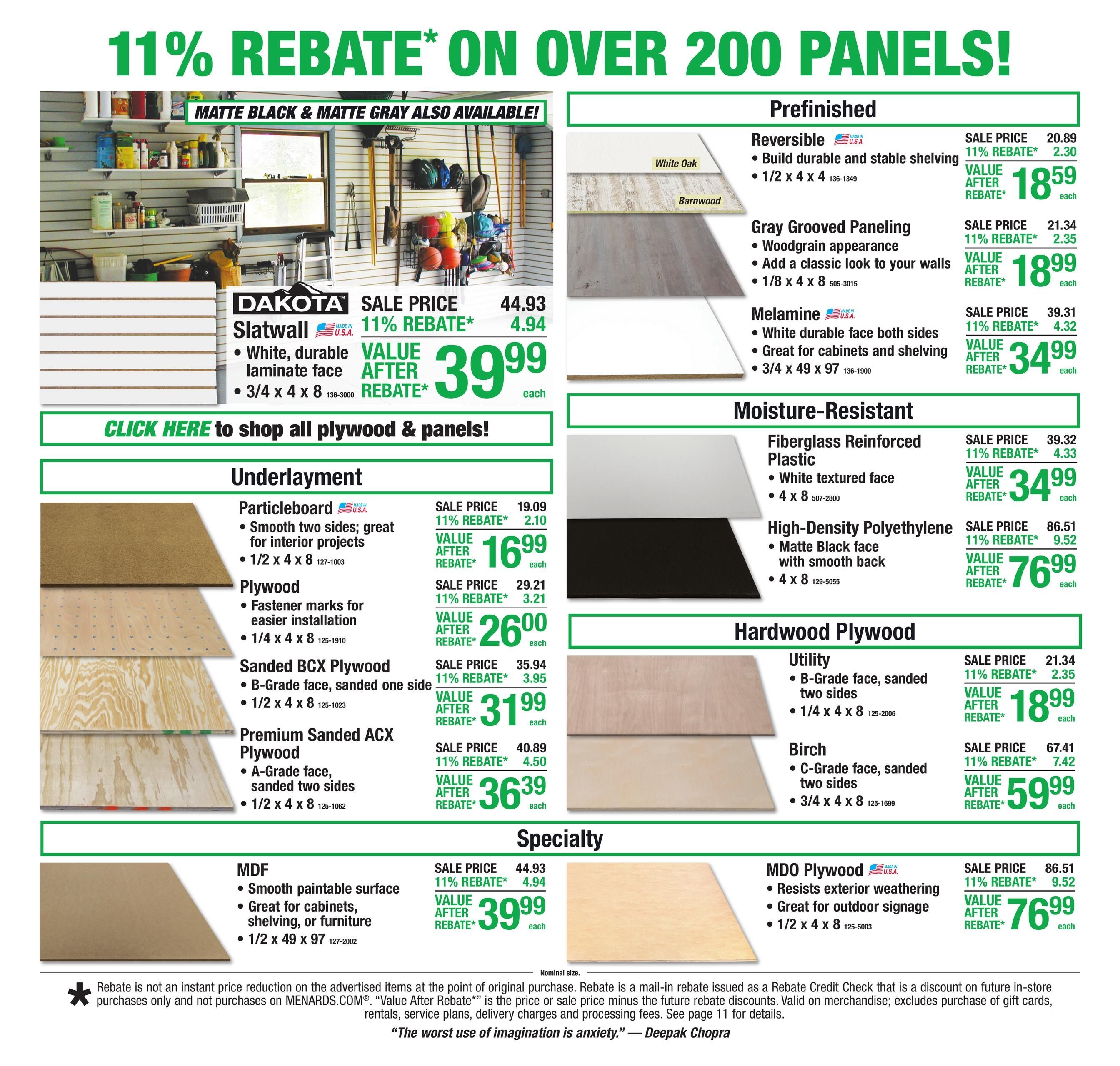Menards (Mitchell Area, SD) 11% Rebate Sale Weekly Ad August 6 - 17, 2026