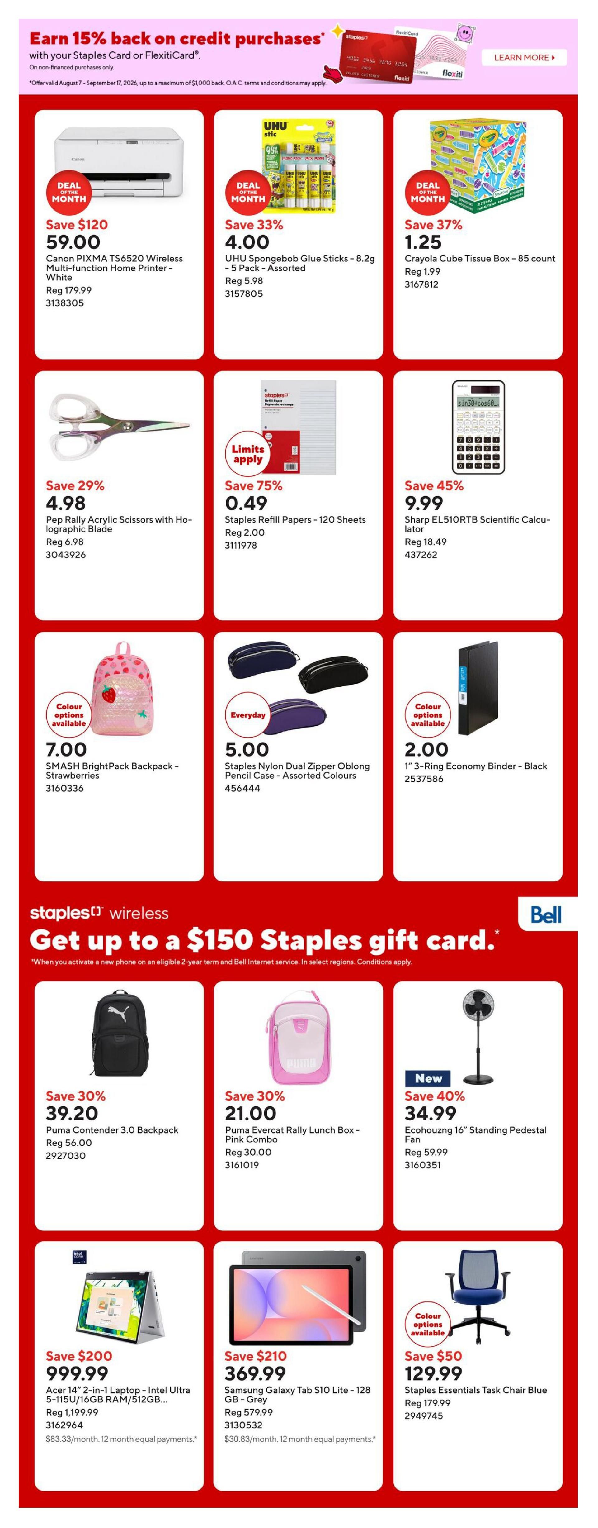 Staples Flyer August 7 to 13