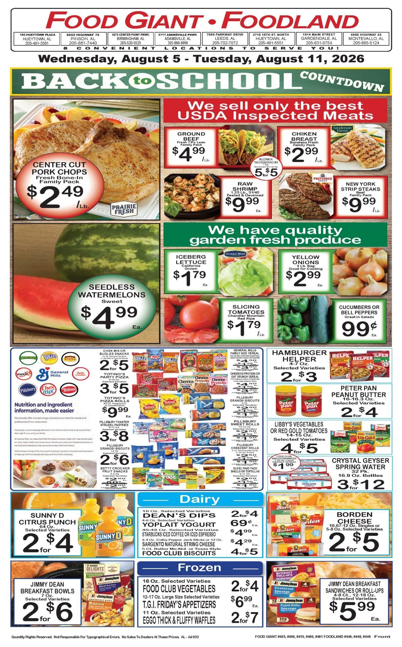 Foodland Grocery (Bessemer–Birmingham Area, AL) Weekly Ad August 4 - 10, 2026