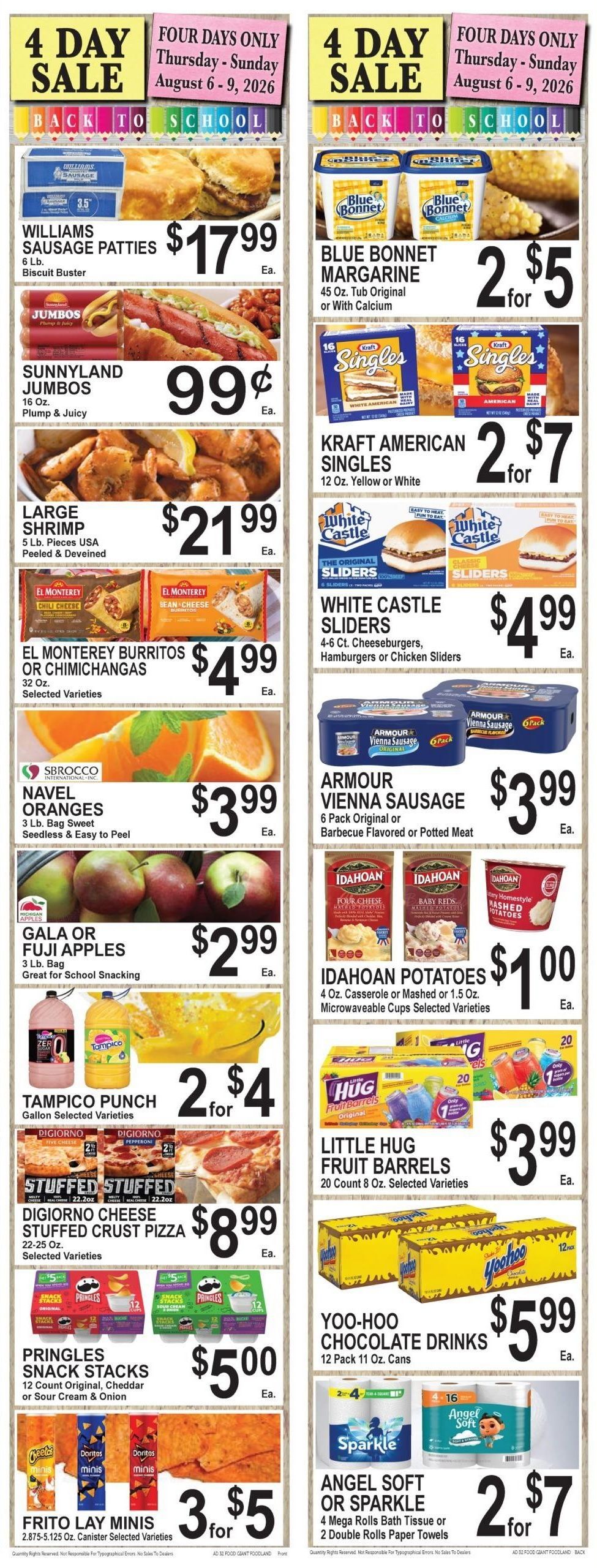 Foodland Grocery (Bessemer–Birmingham Area, AL) Weekly Ad August 4 - 10, 2026