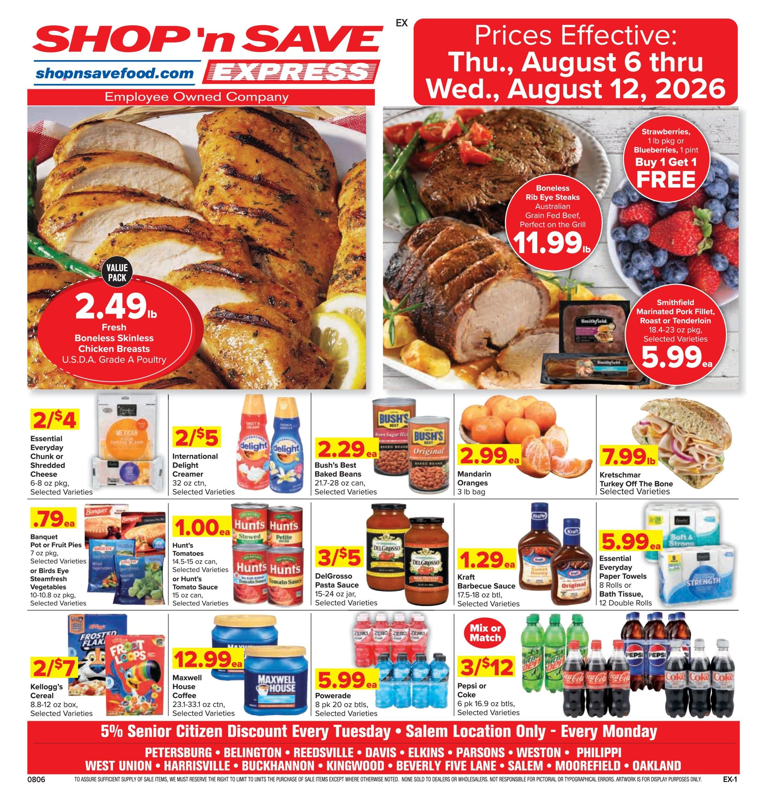 Shop 'n Save (Sutton–Anmoore Area, WV) Weekly Ad August 6 - 12, 2026