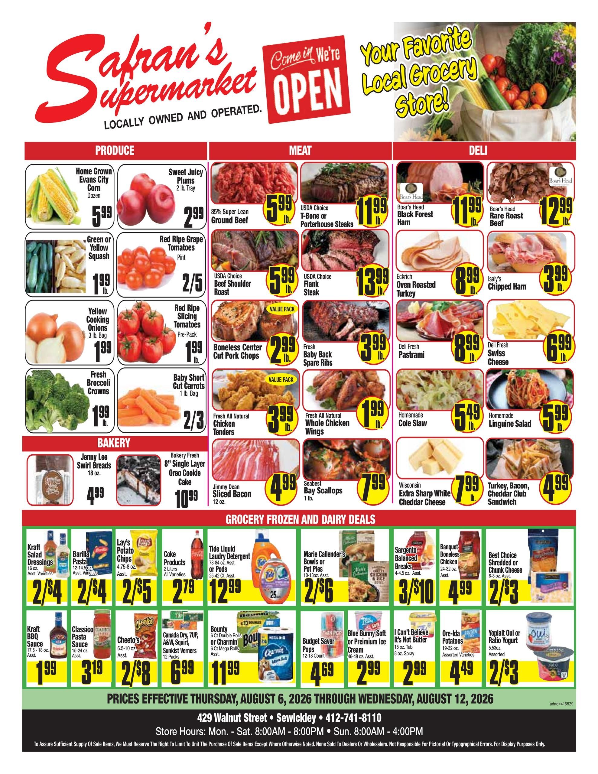 Safran's Supermarket Weekly Ad August 6 - 12, 2026