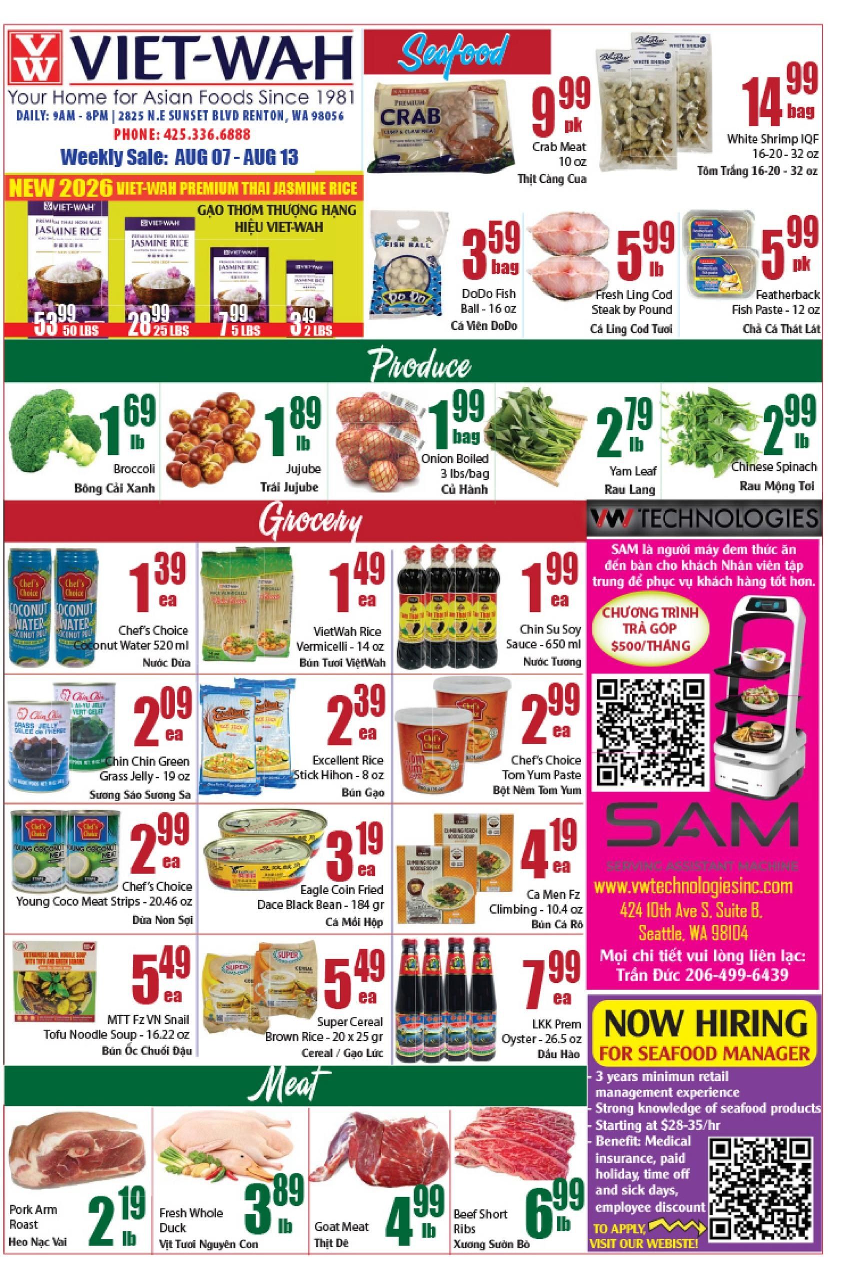 Viet Wah Supermarket Weekly Ad August 7 - 13, 2026