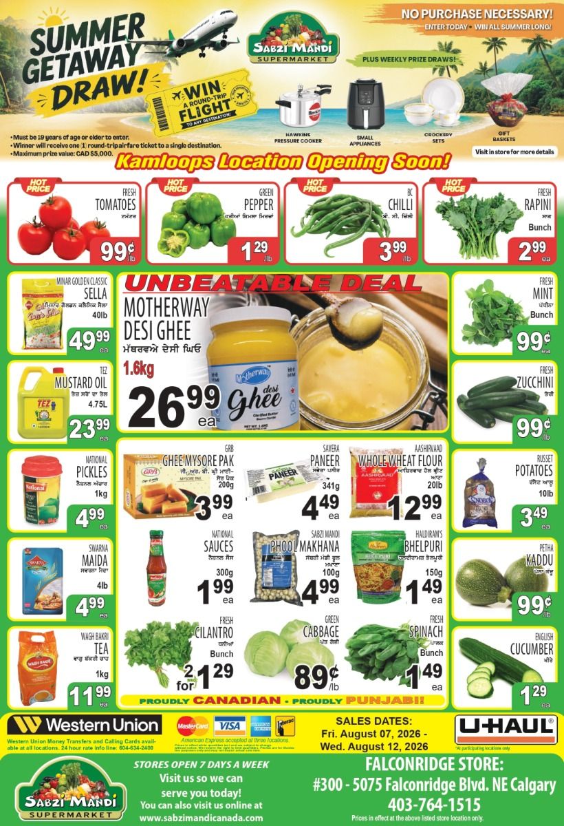 Sabzi Mandi Supermarket (Calgary) Flyer August 7 to 12