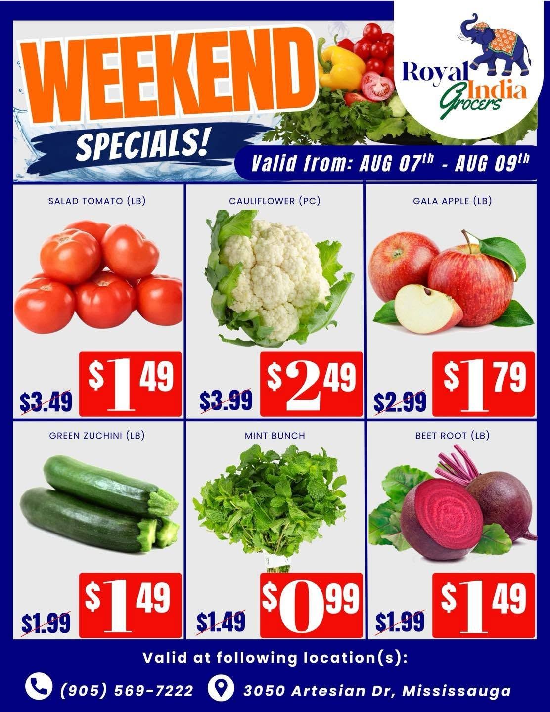 Royal India Grocers Flyer August 7 to 9