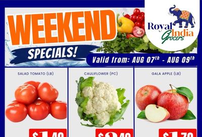 Royal India Grocers Flyer August 7 to 9