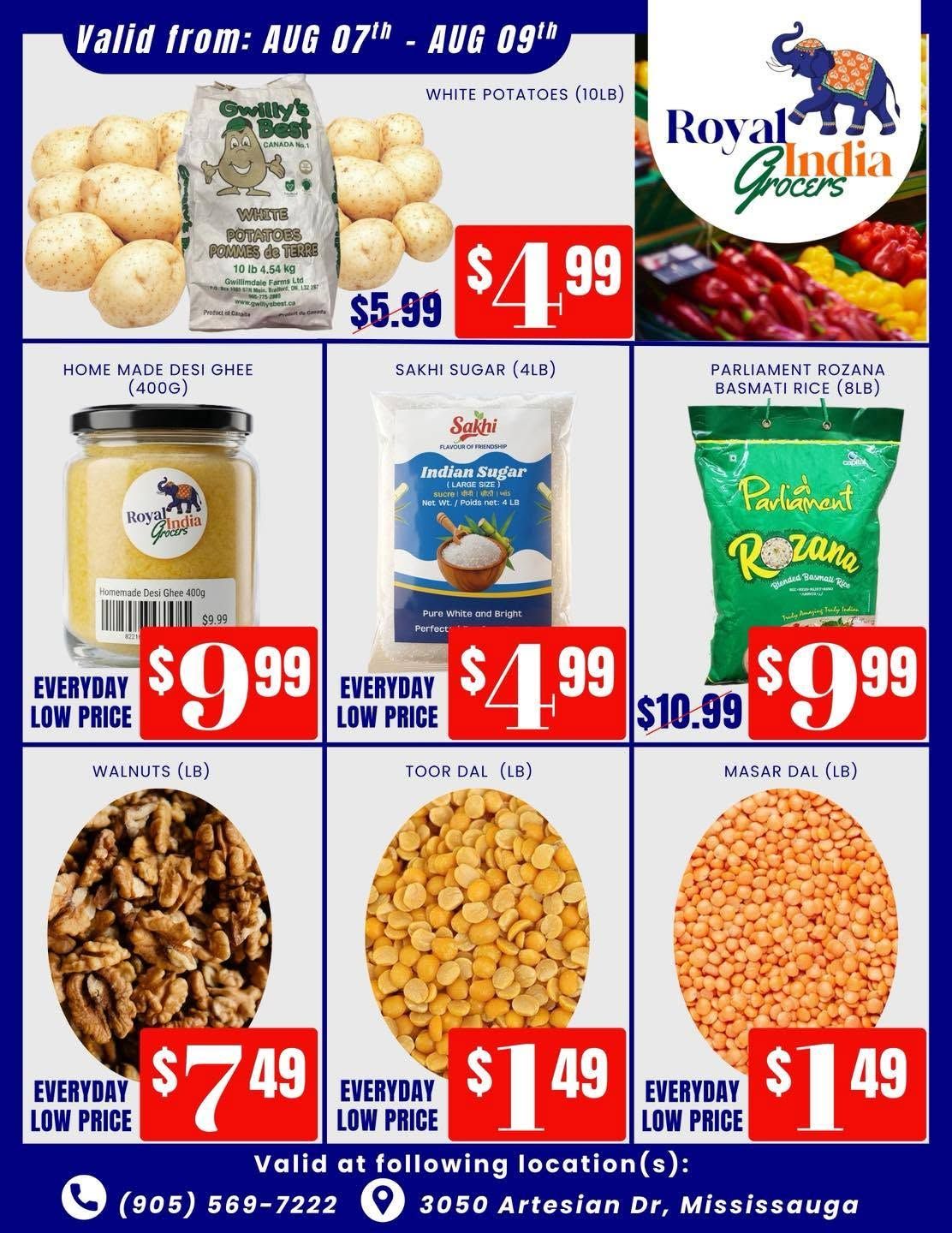 Royal India Grocers Flyer August 7 to 9
