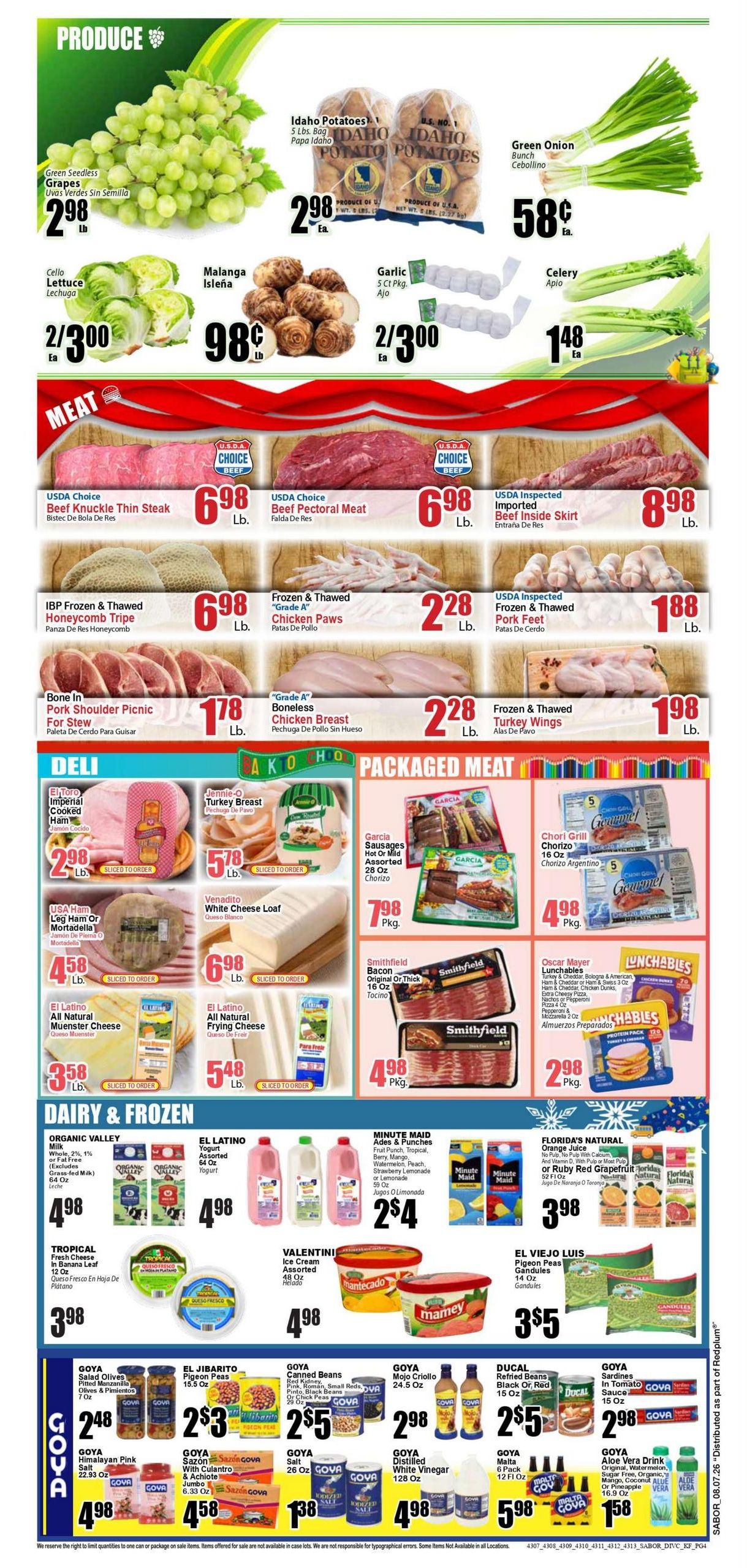 Sabor Tropical Weekly Ad August 7 - 13, 2026