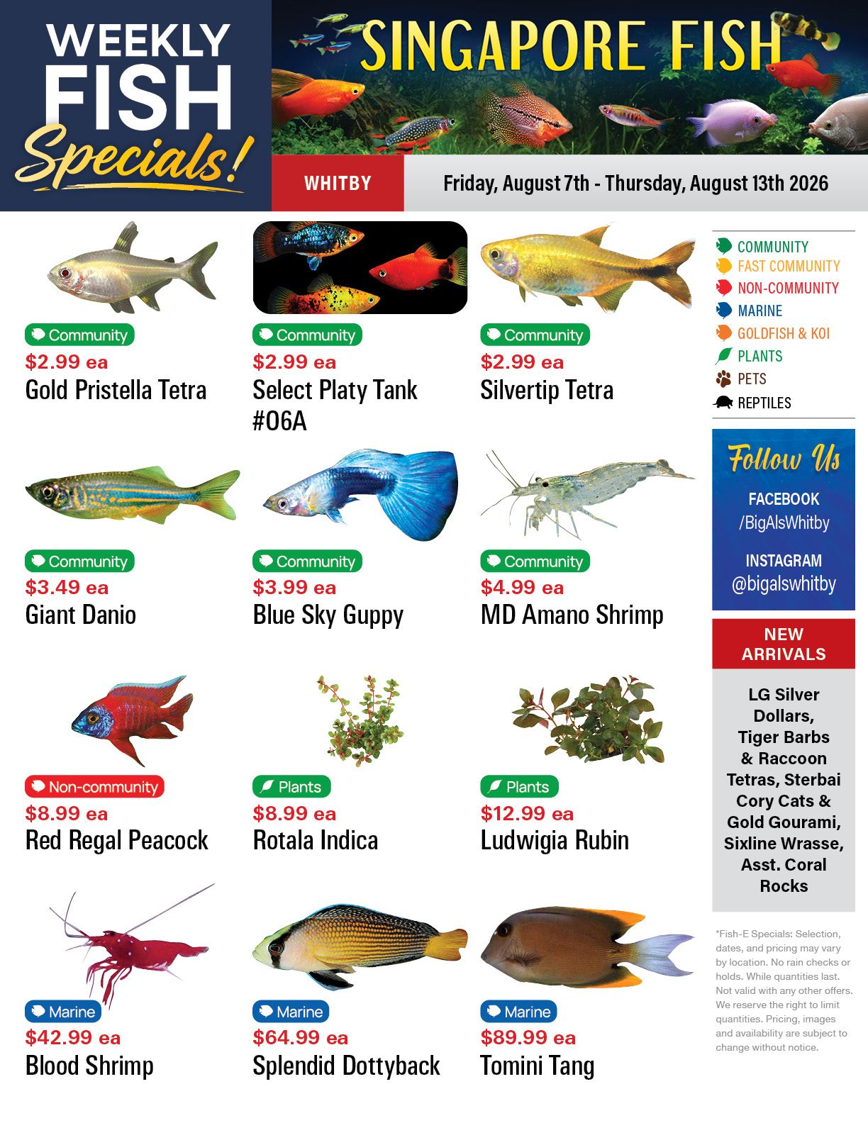 Big Al's (Whitby) Weekly Specials August 7 to 13