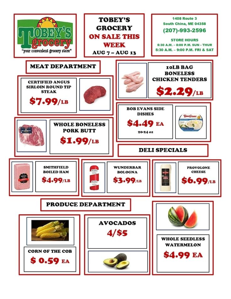 Tobey's Grocery Weekly Ad August 7 - 13, 2026