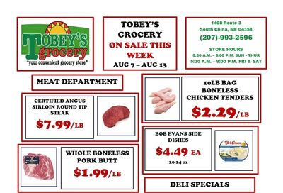 Tobey's Grocery Weekly Ad August 7 - 13, 2026