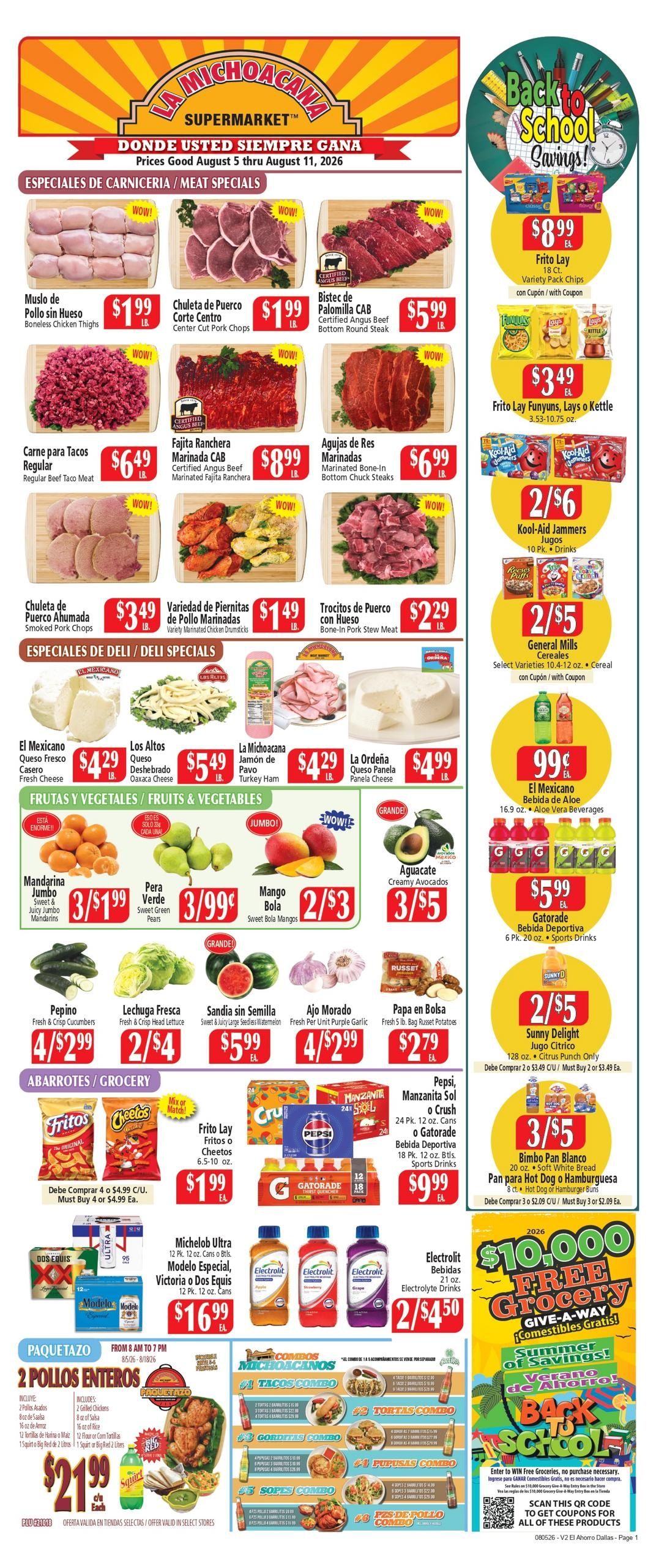 El Ahorro Supermarket (Irving–Grand Prairie Area, TX) Weekly Ad August 5 - 11, 2026