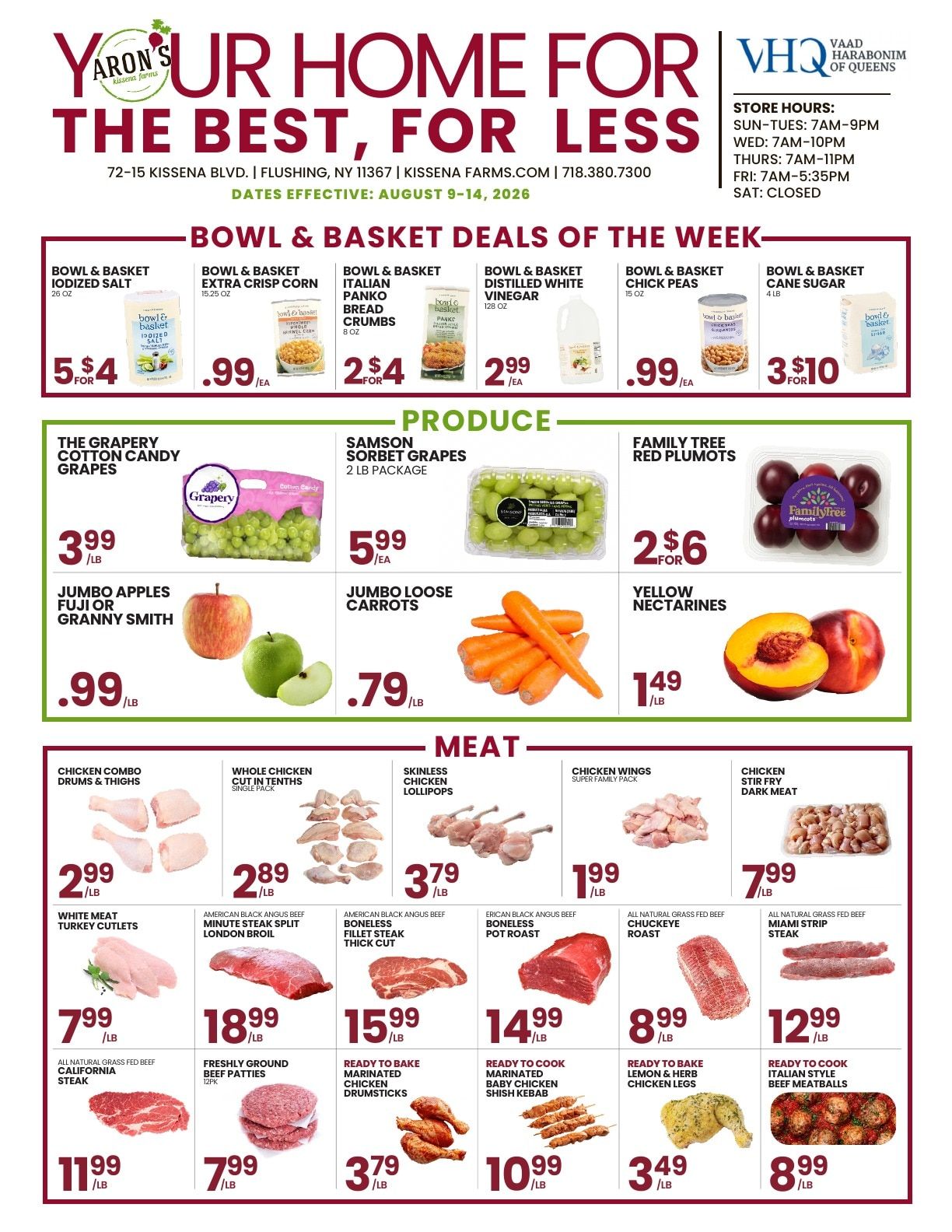 Aron's Kissena Farms Weekly Ad August 9 - 14, 2026