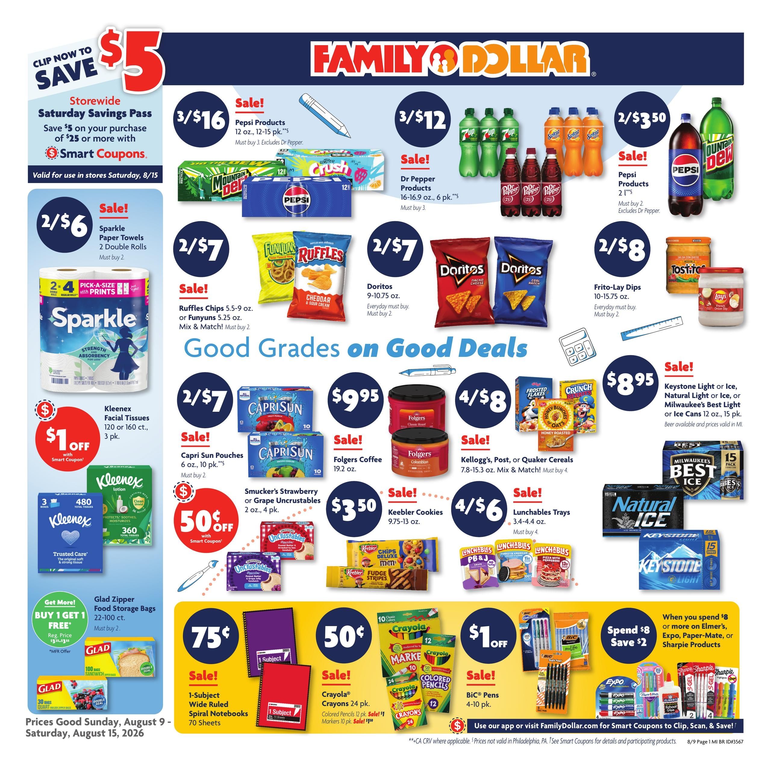 Family Dollar (IN, MI) Weekly Ad August 9 - 15, 2026