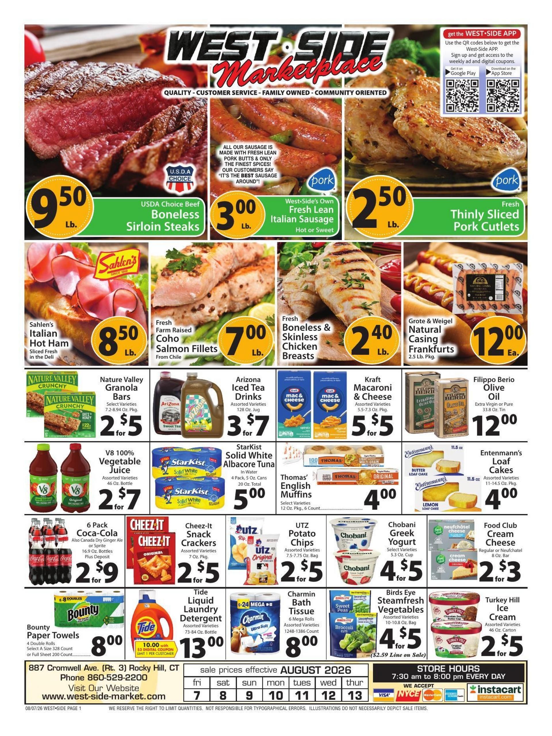 West Side Marketplace (Cromwell–Bethany Area, CT) Weekly Ad August 7 - 13, 2026