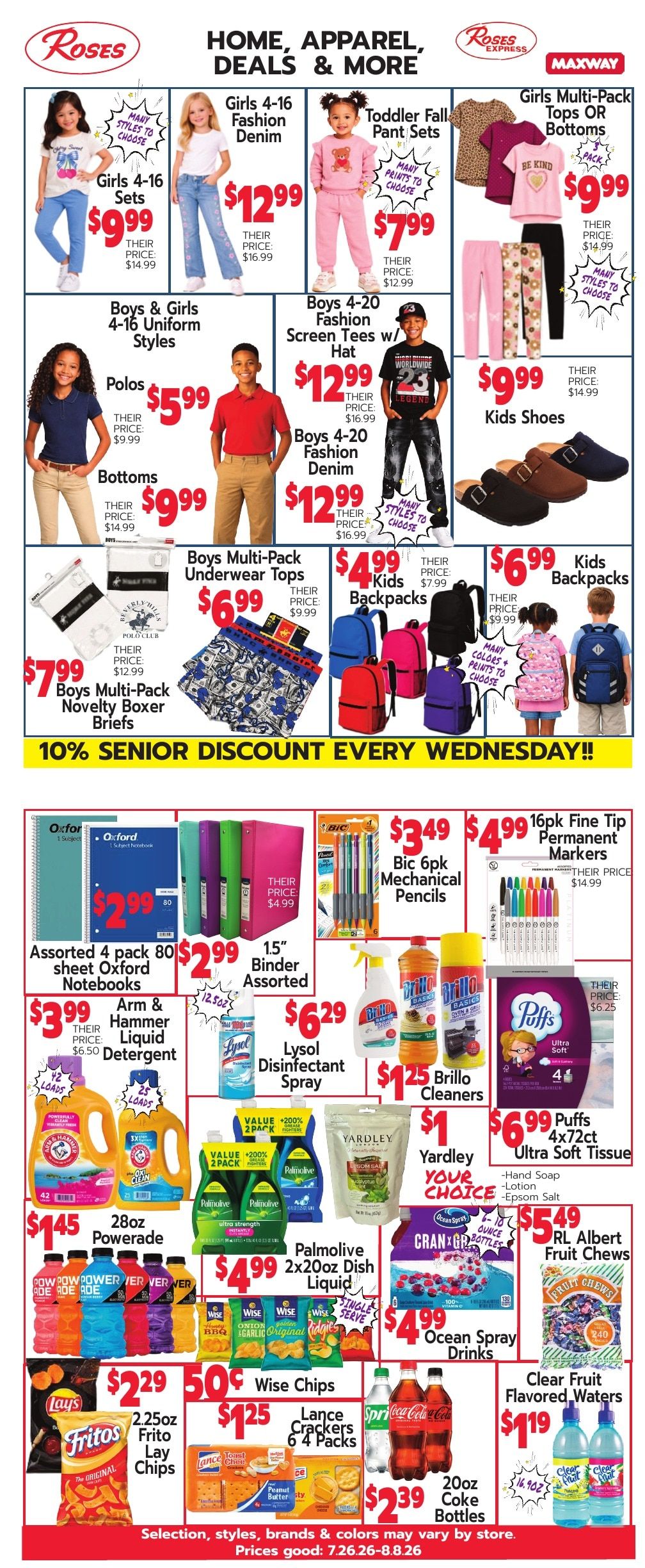 Roses Discount Stores Weekly Ad August 9 - 15, 2026