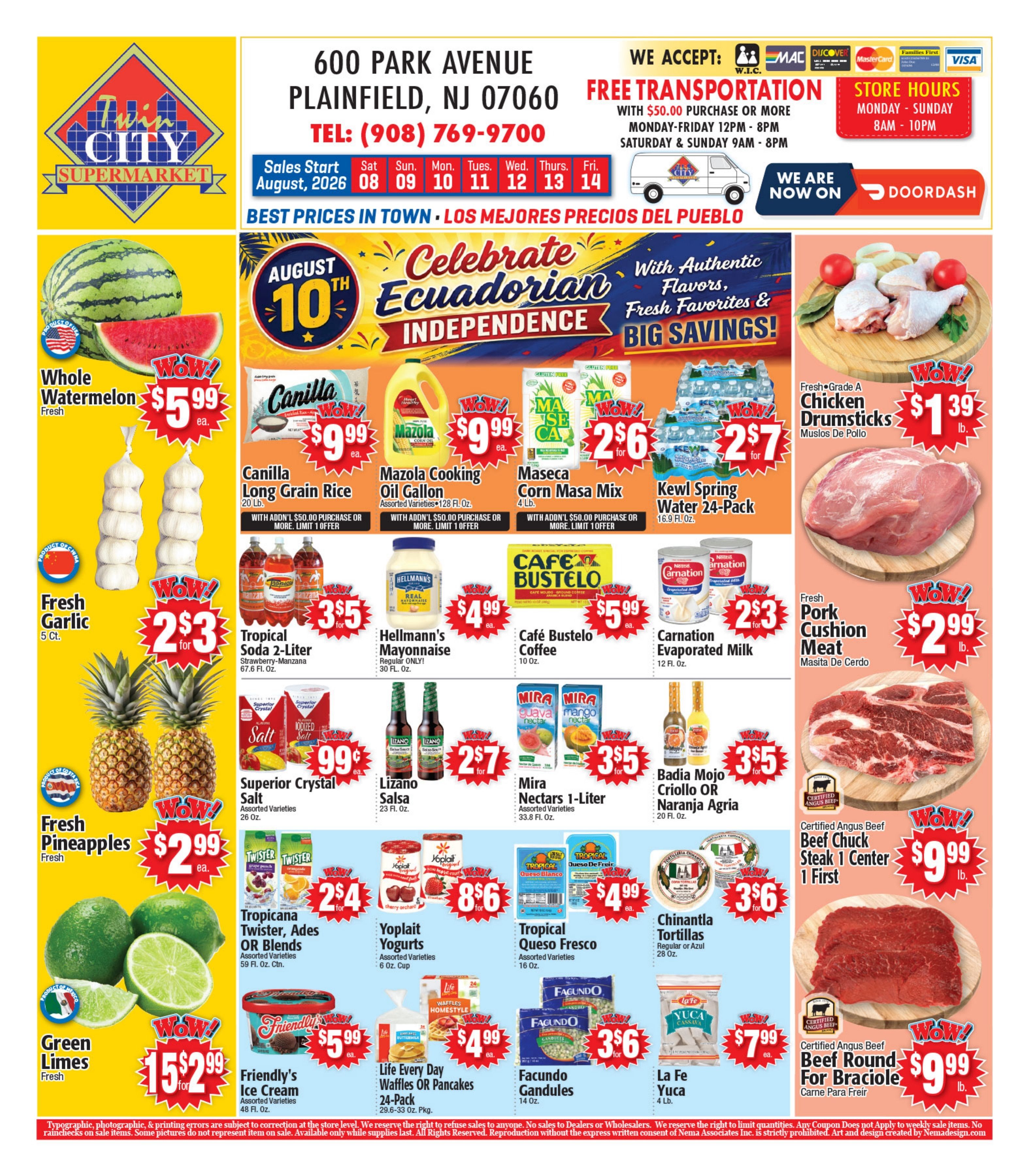 Twin City Supermarket (600 Park Avenue, Plainfield, NJ) Weekly Ad August 8 - 14, 2026