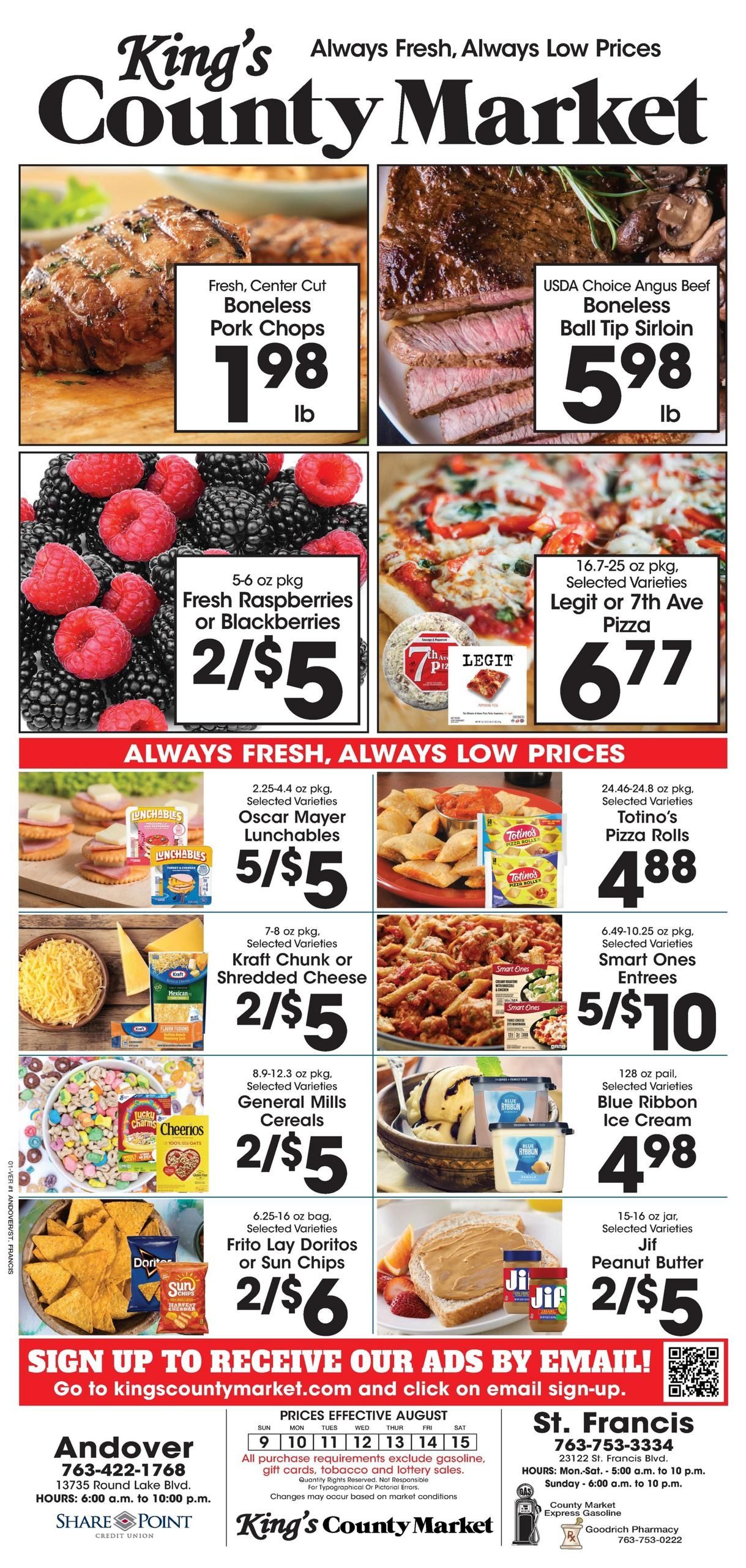 King's County Market Weekly Ad August 9 - 15, 2026