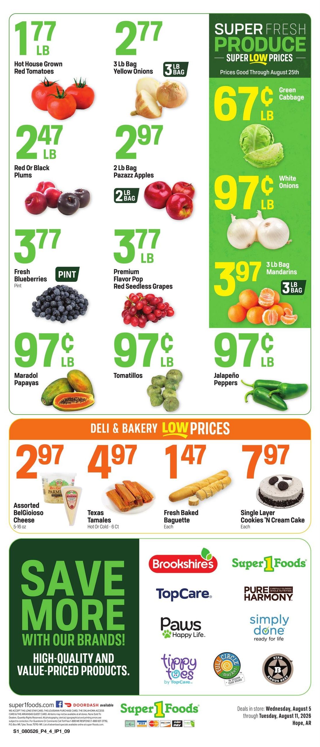 Super 1 Foods & Discount Pharmacy (Hope Area, AR) Weekly Ad August 5 - 11, 2026
