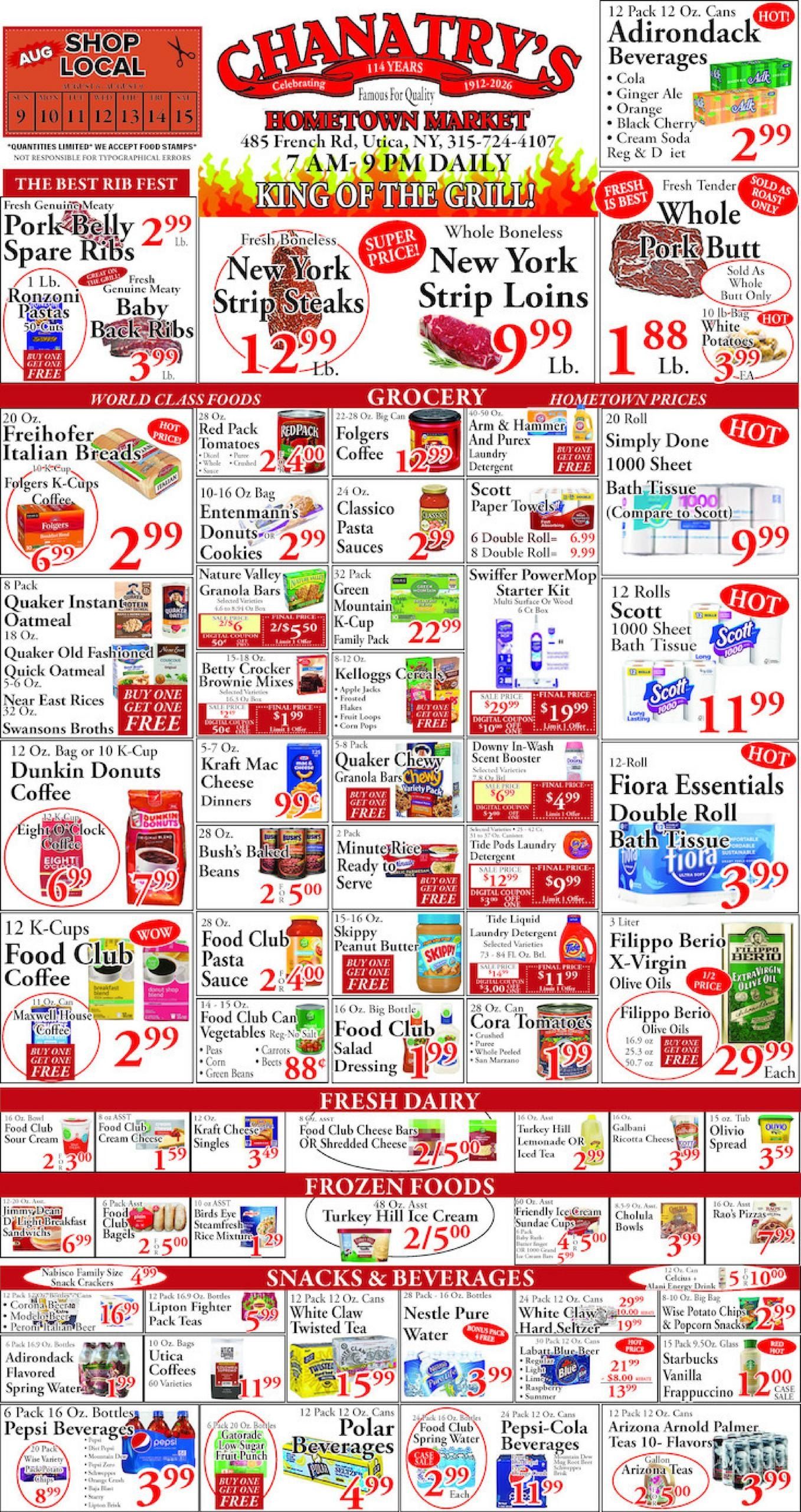 Chanatry's Hometown Market Weekly Ad August 9 - 15, 2026