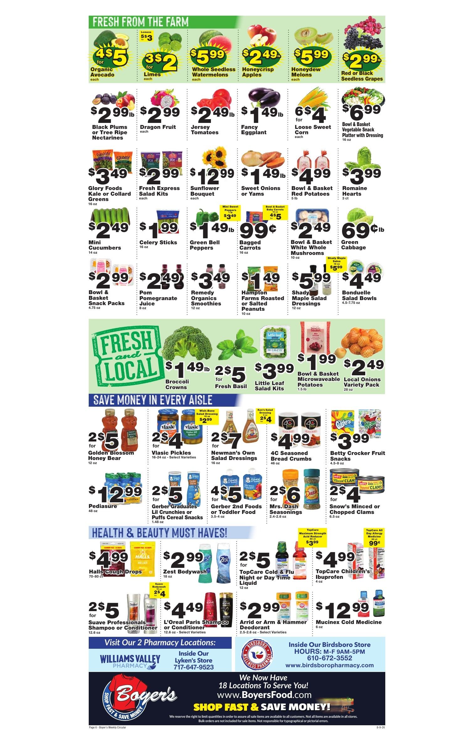 Boyer's Food Markets Weekly Ad August 9 - 15, 2026