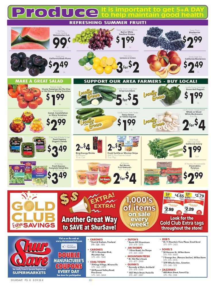 Zazzera's Supermarket ShurSave Weekly Ad August 9 - 15, 2026