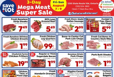 Save a Lot Food Stores (Ontario, NY) Special Promotion Weekly Ad August 7 - 9, 2026
