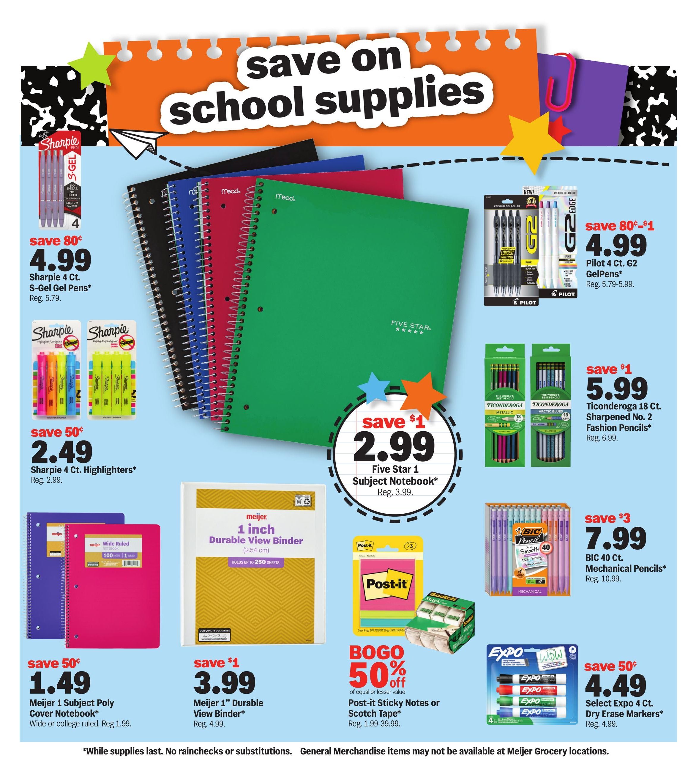 Meijer (Chicago Area, IL) school deals under $1 Weekly Ad August 12 - 25, 2026