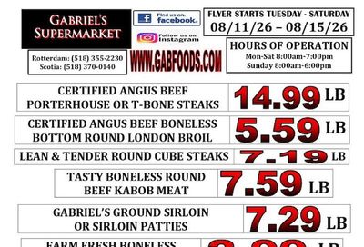 Gabriel's Supermarkets Weekly Ad August 9 - 15, 2026