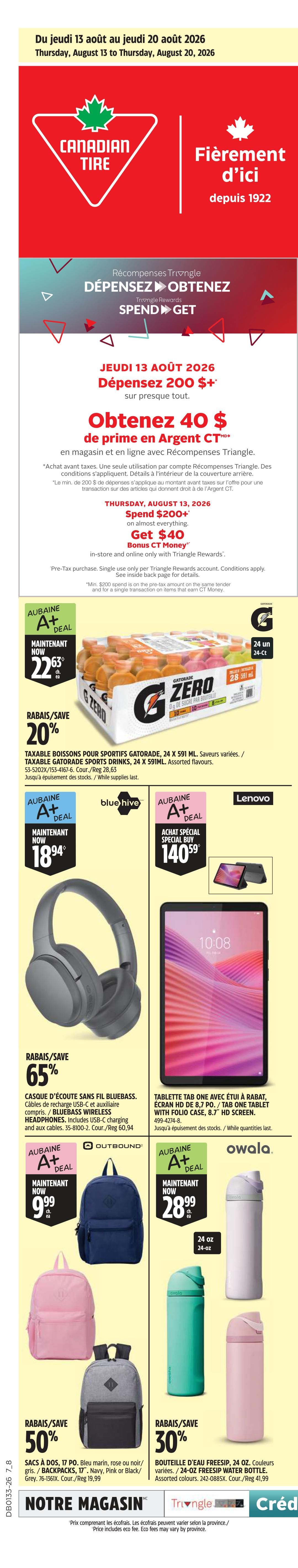 Canadian Tire (QC) Flyer August 13 to 20