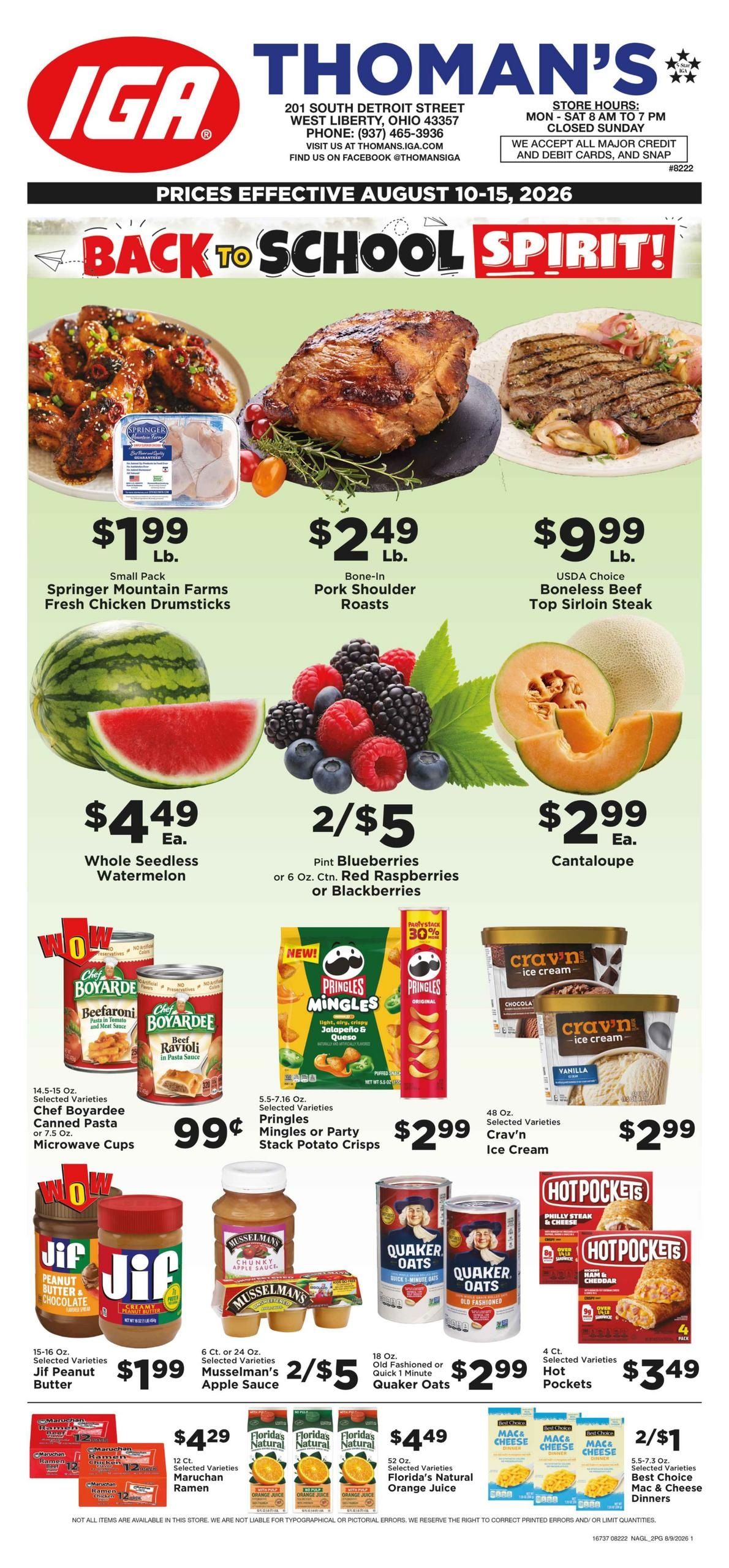 Thoman's IGA Weekly Ad August 10 - 15, 2026