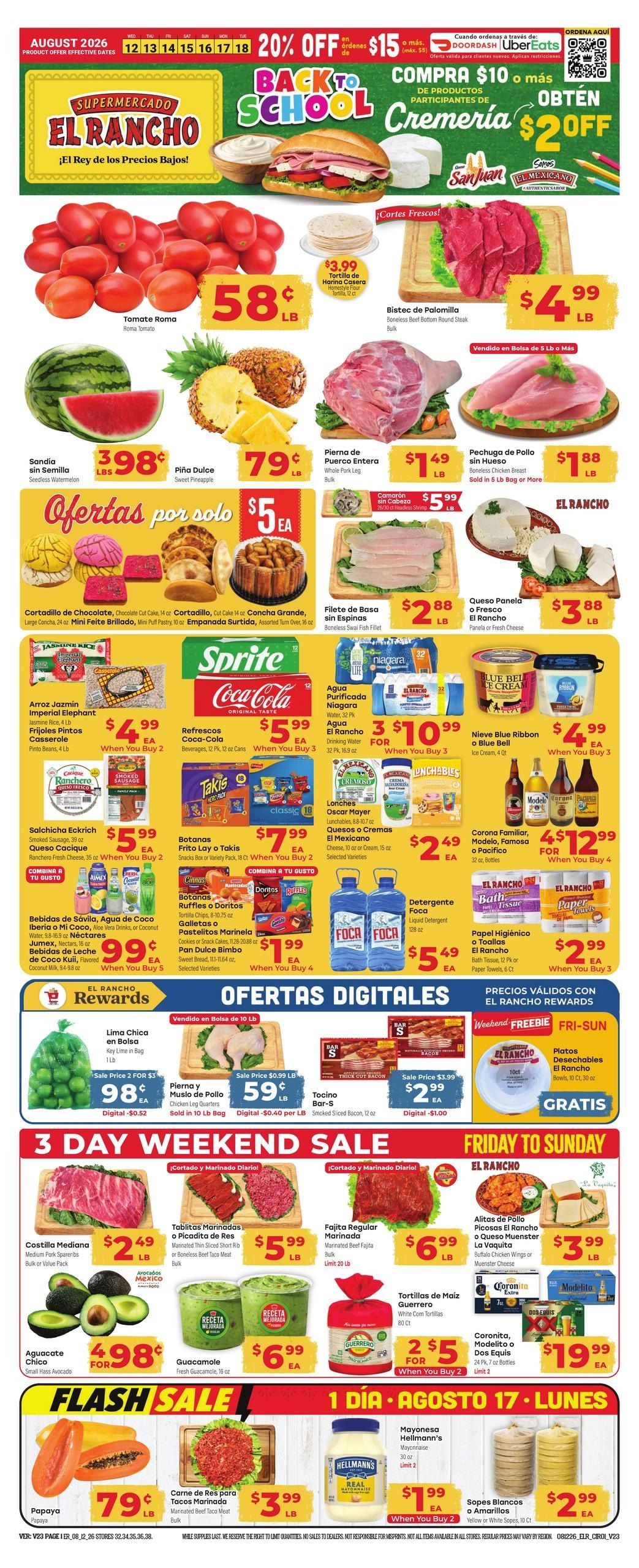 El Rancho Supermercado (Houston–Pearland Area, TX) Weekly Ad August 12 - 18, 2026