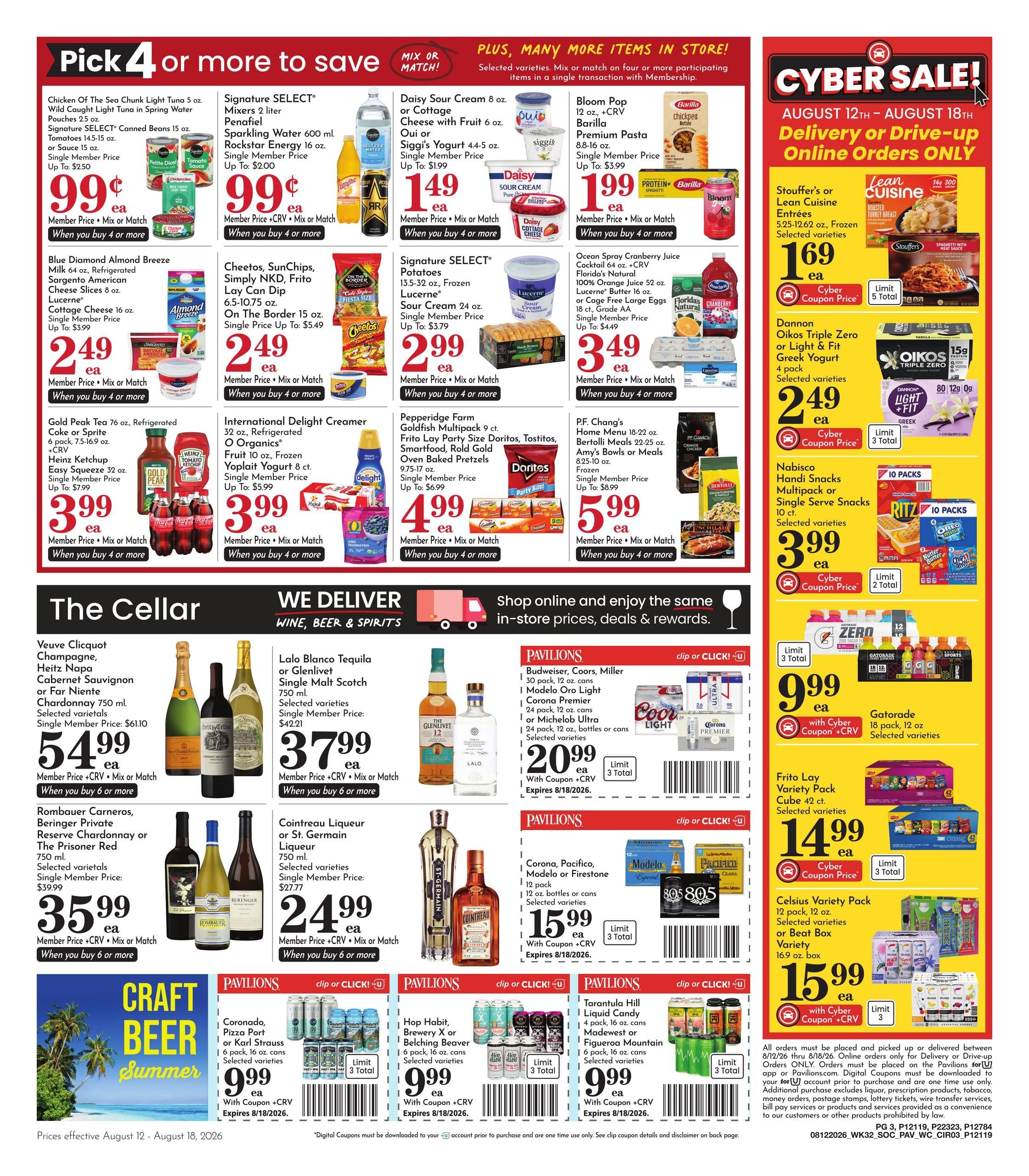 Pavilions (San Diego–Lemon Grove Area, CA) Weekly Ad August 12 - 18, 2026