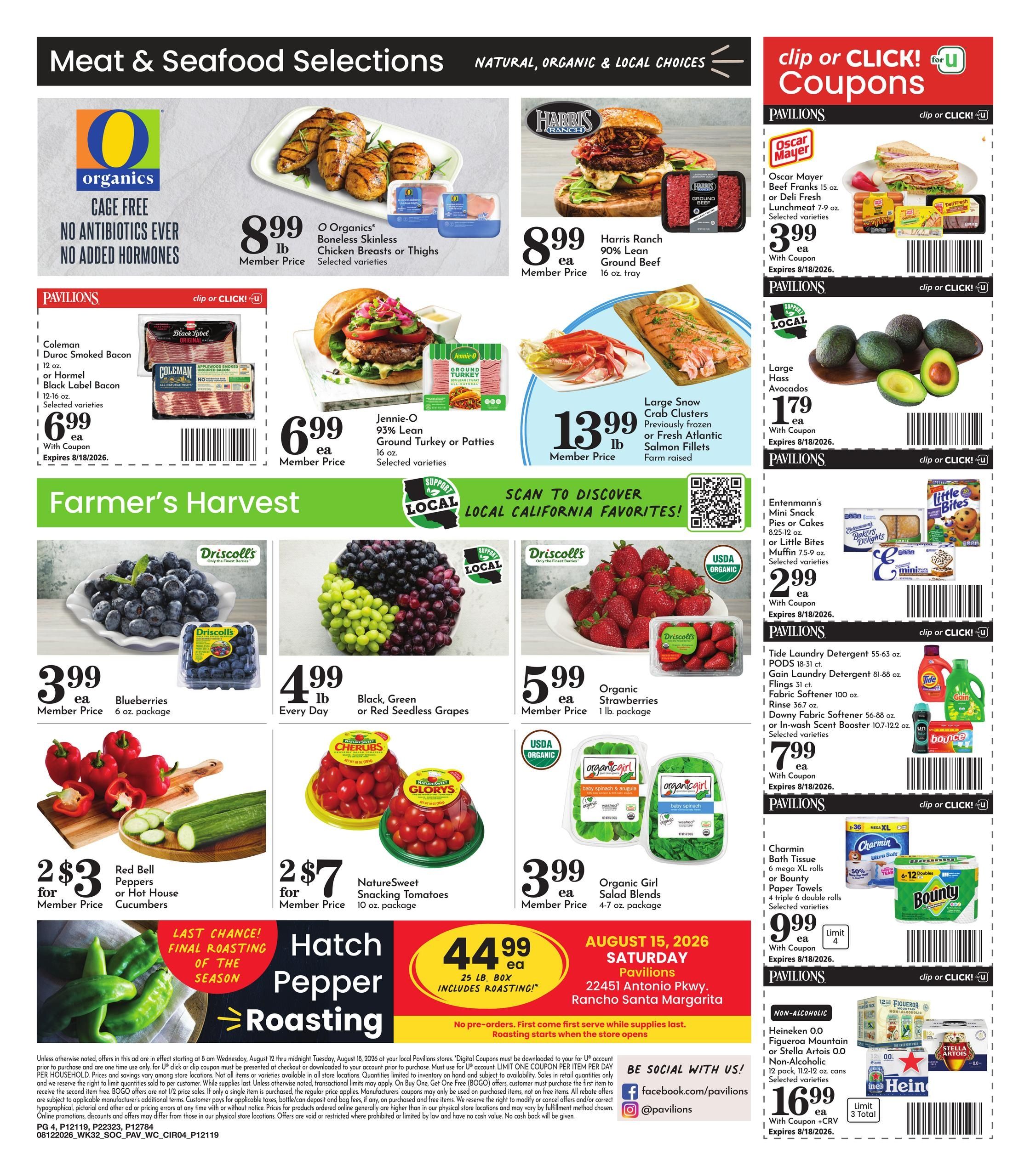 Pavilions (San Diego–Lemon Grove Area, CA) Weekly Ad August 12 - 18, 2026