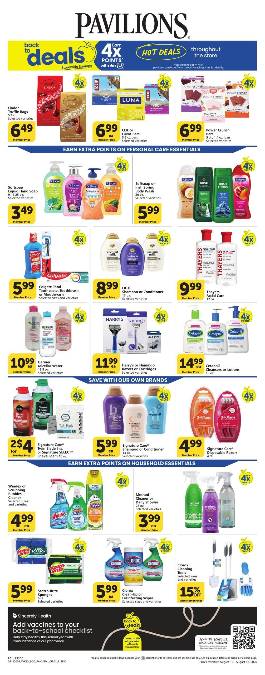 Pavilions (San Diego–Lemon Grove Area, CA) Weekly Ad August 12 - 18, 2026