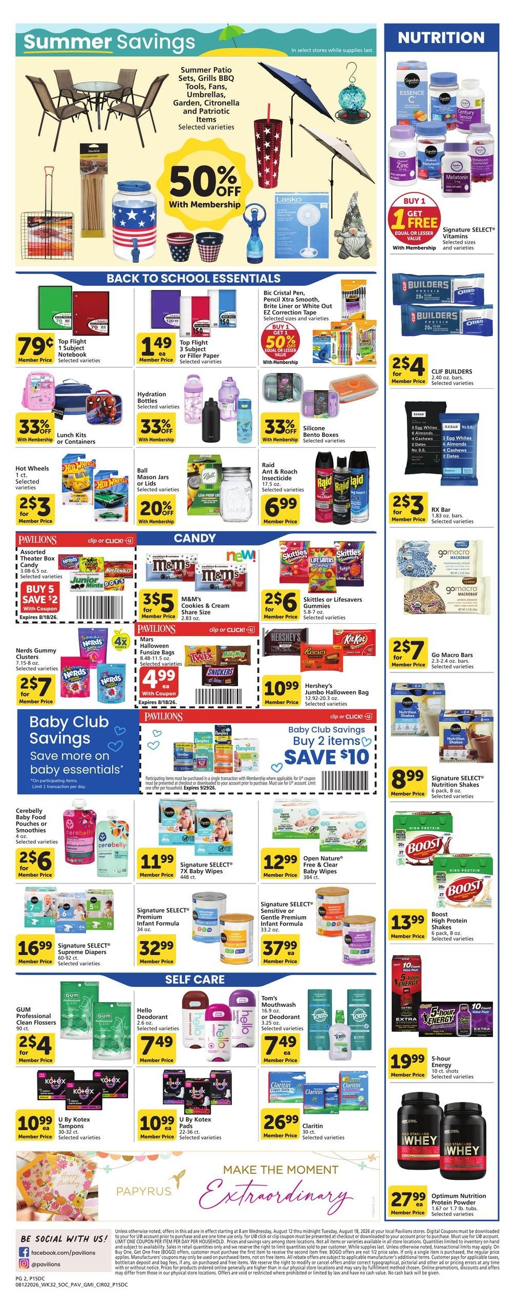 Pavilions (San Diego–Lemon Grove Area, CA) Weekly Ad August 12 - 18, 2026