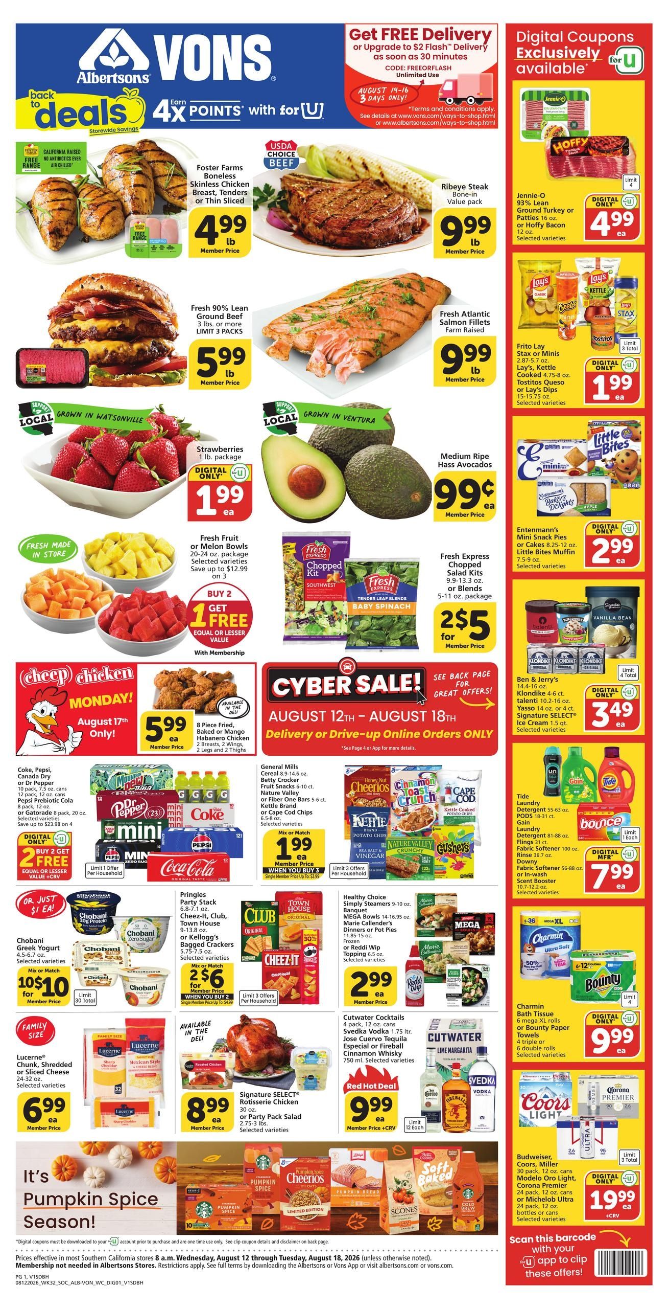 Vons (Carlsbad Area, CA) Weekly Ad August 12 - 18, 2026