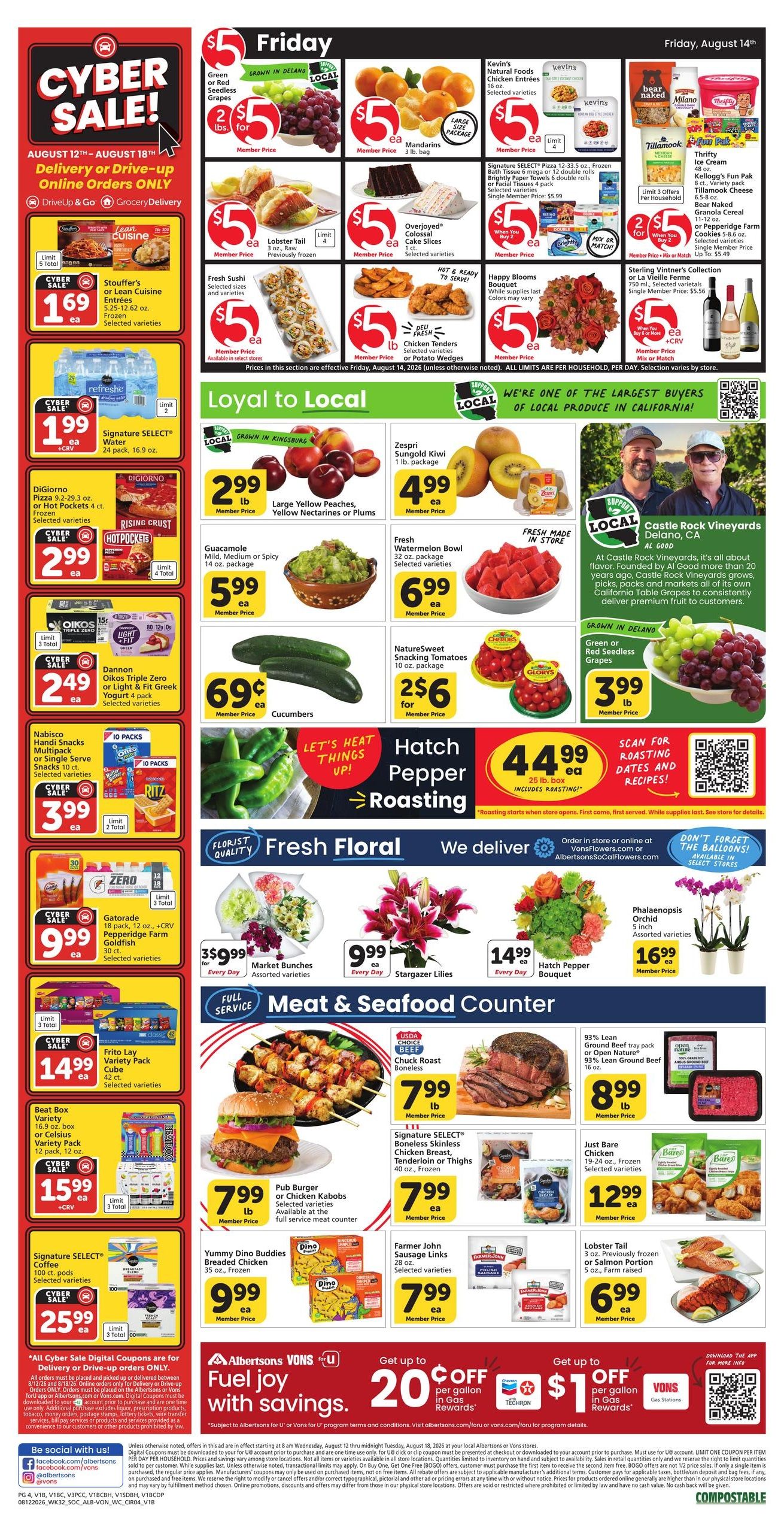 Vons (Carlsbad Area, CA) Weekly Ad August 12 - 18, 2026