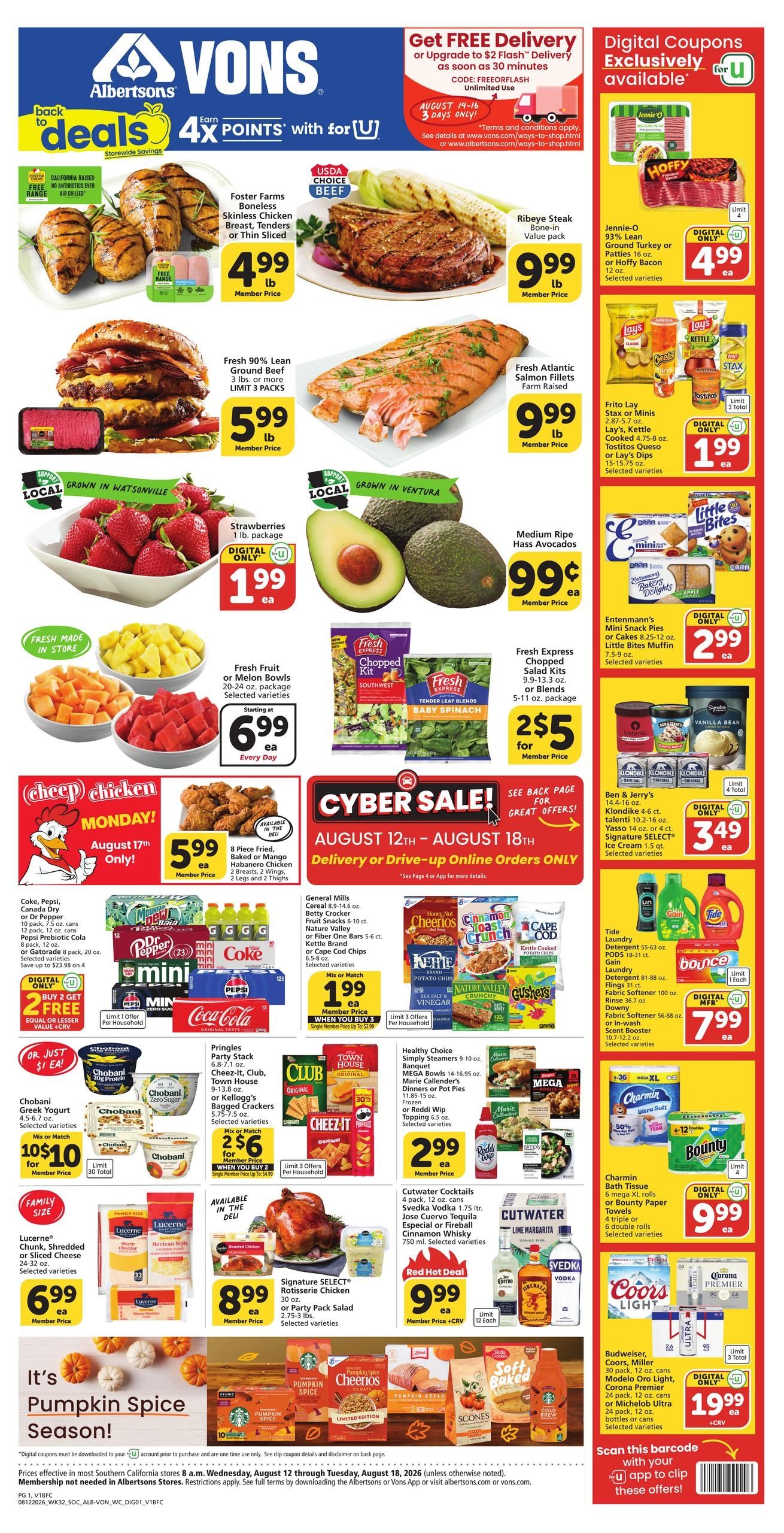 Vons (Alhambra Area, CA) Weekly Ad August 12 - 18, 2026