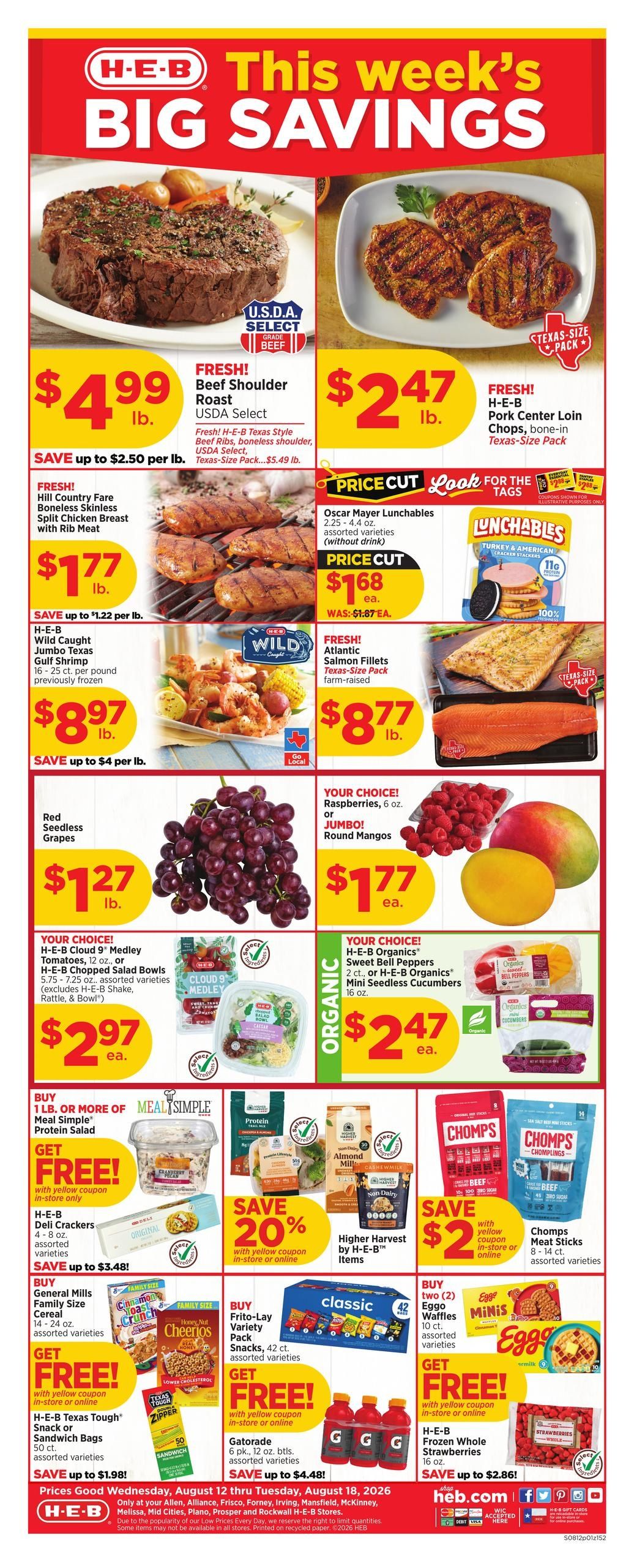 H-E-B (Allen Area, TX) Weekly Ad August 12 - 18, 2026