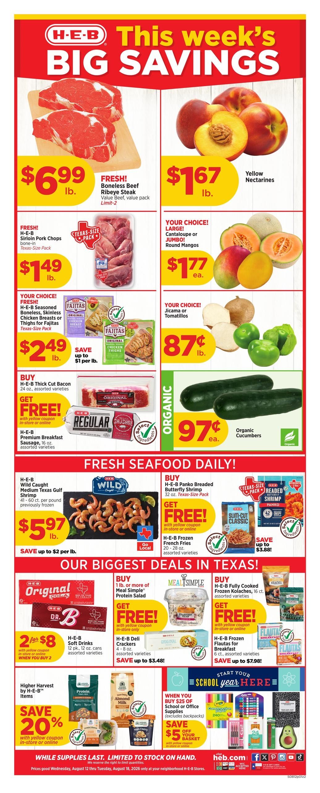 H-E-B (San Antonio–Von Ormy Area, TX) Weekly Ad August 12 - 18, 2026