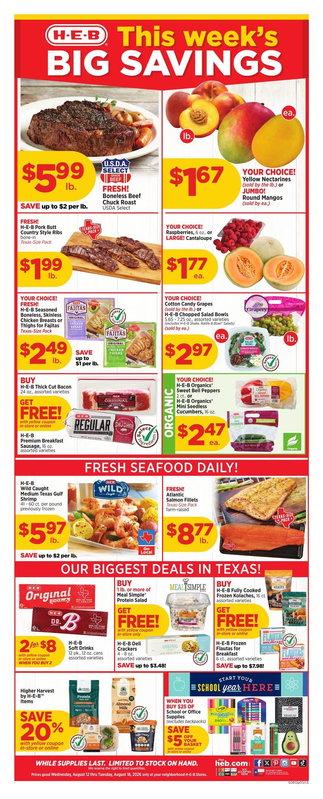 H-E-B (Austin–Buda Area, TX) Weekly Ad August 12 - 18, 2026