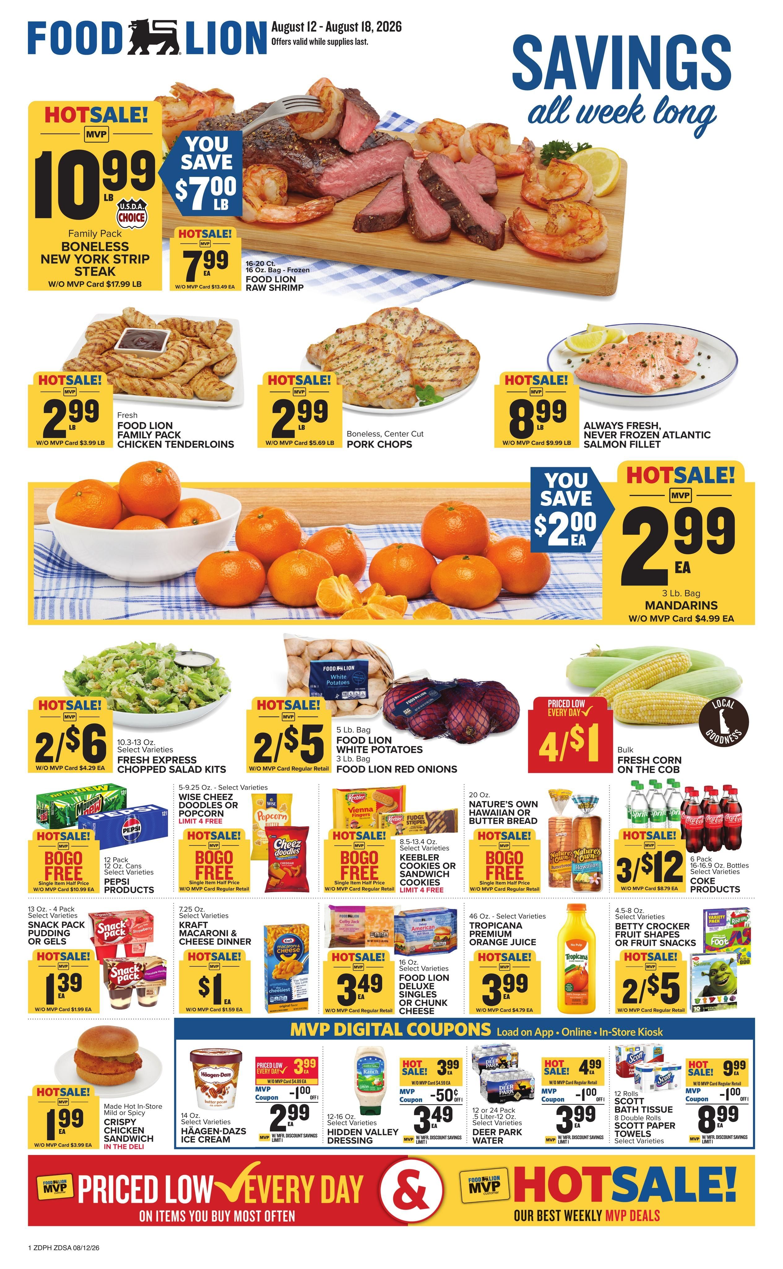Food Lion (Dover–Woodside Area, DE) Weekly Ad August 12 - 18, 2026