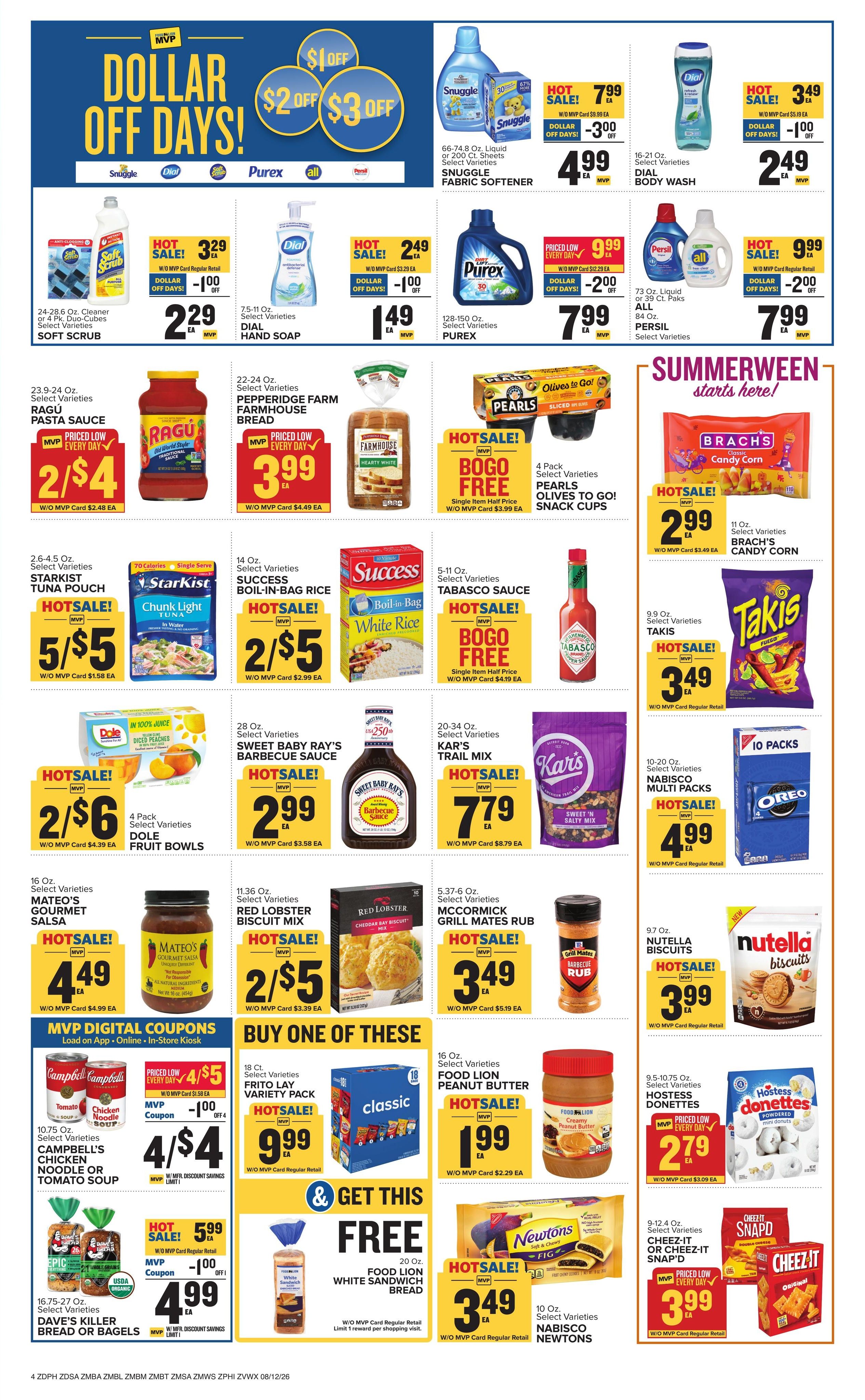 Food Lion (Dover–Woodside Area, DE) Weekly Ad August 12 - 18, 2026